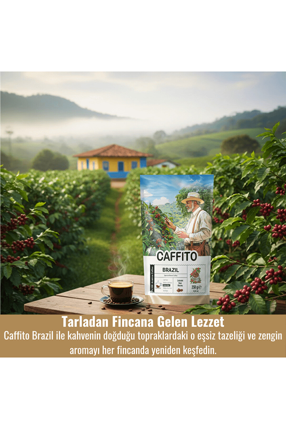 Beta Caffi̇to Caffi̇to Brezi̇lya Fi̇ne Cup Santos - Yöresel Çeki̇rdek Kahve 250 G