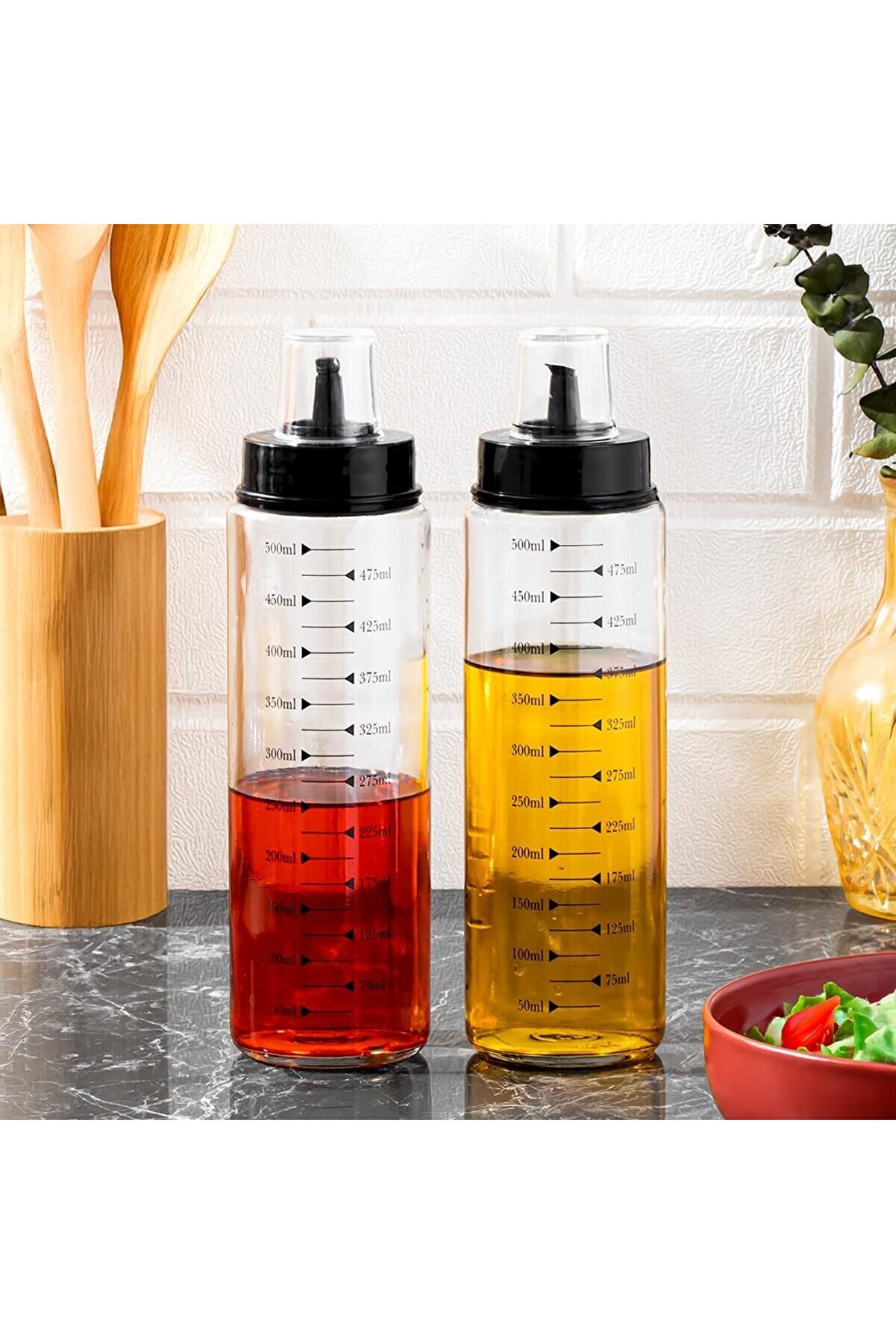 STOREMAX 4328 2li Kapaklı Ölçekli Cam Yağlık Sirkelik Yağdanlık 500ml 1014773