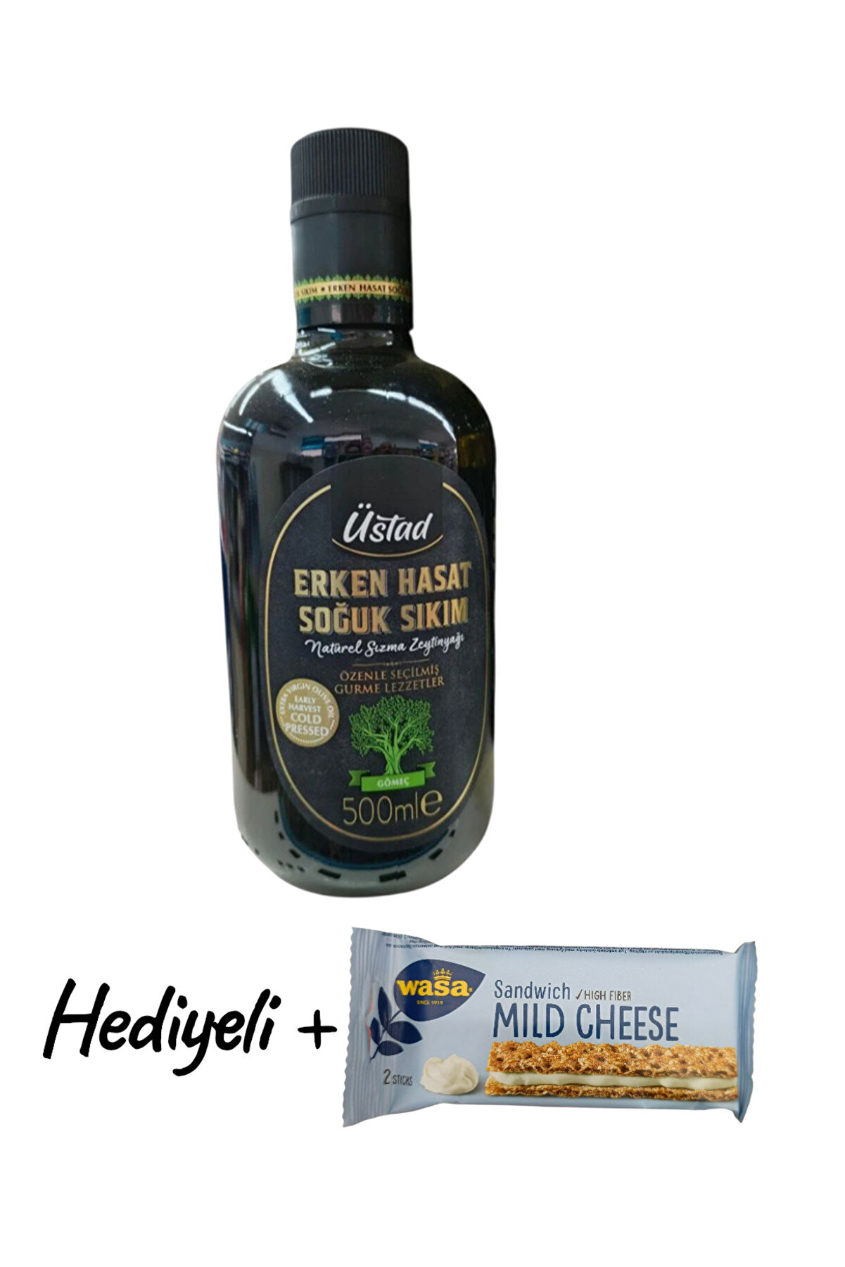 Üstad Soğuk Sıkım Zeyti̇nyağı Natural Erken Hasat Gömeç Cam Şi̇şe 500 Gr