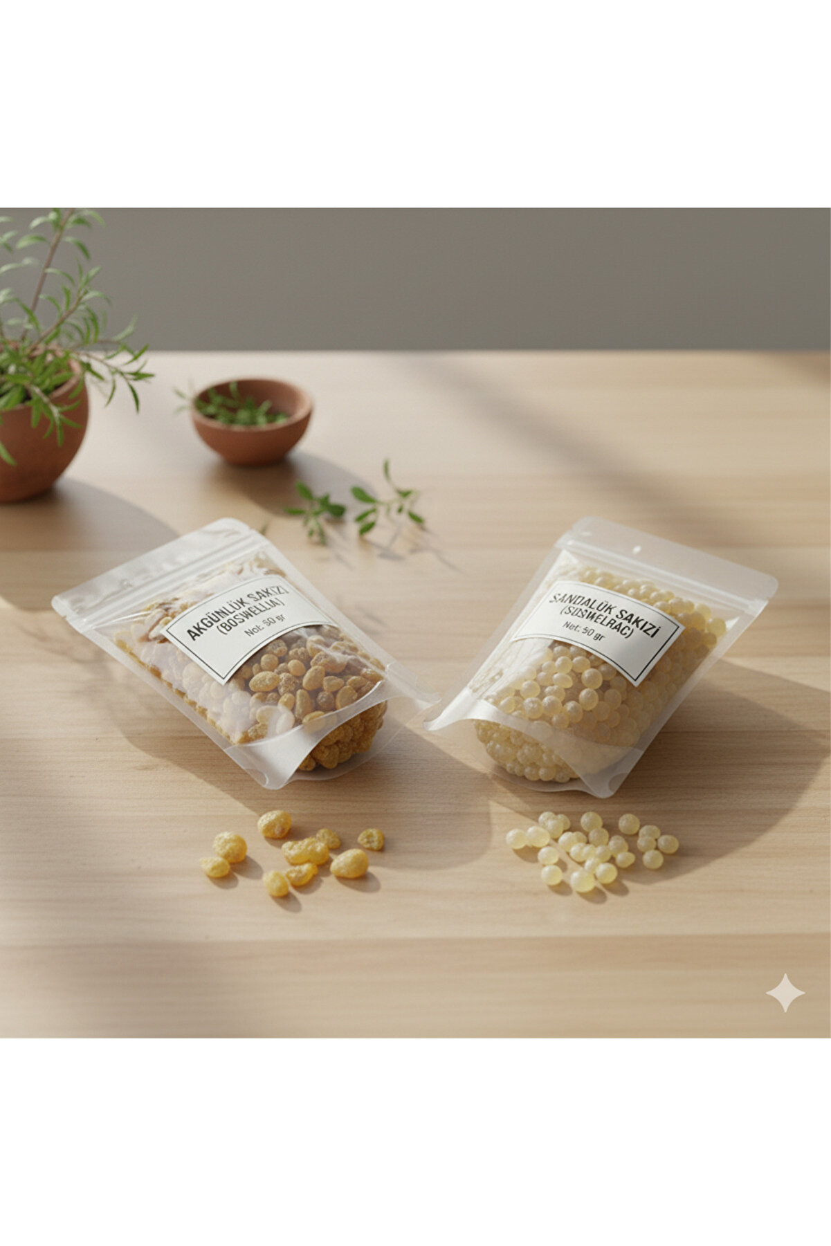 Doğal Sandaloz & Ak Günlük Sakızı 2X50 Gr | Bi̇tki̇sel Reçi̇ne | Toplam 100 Gr Set