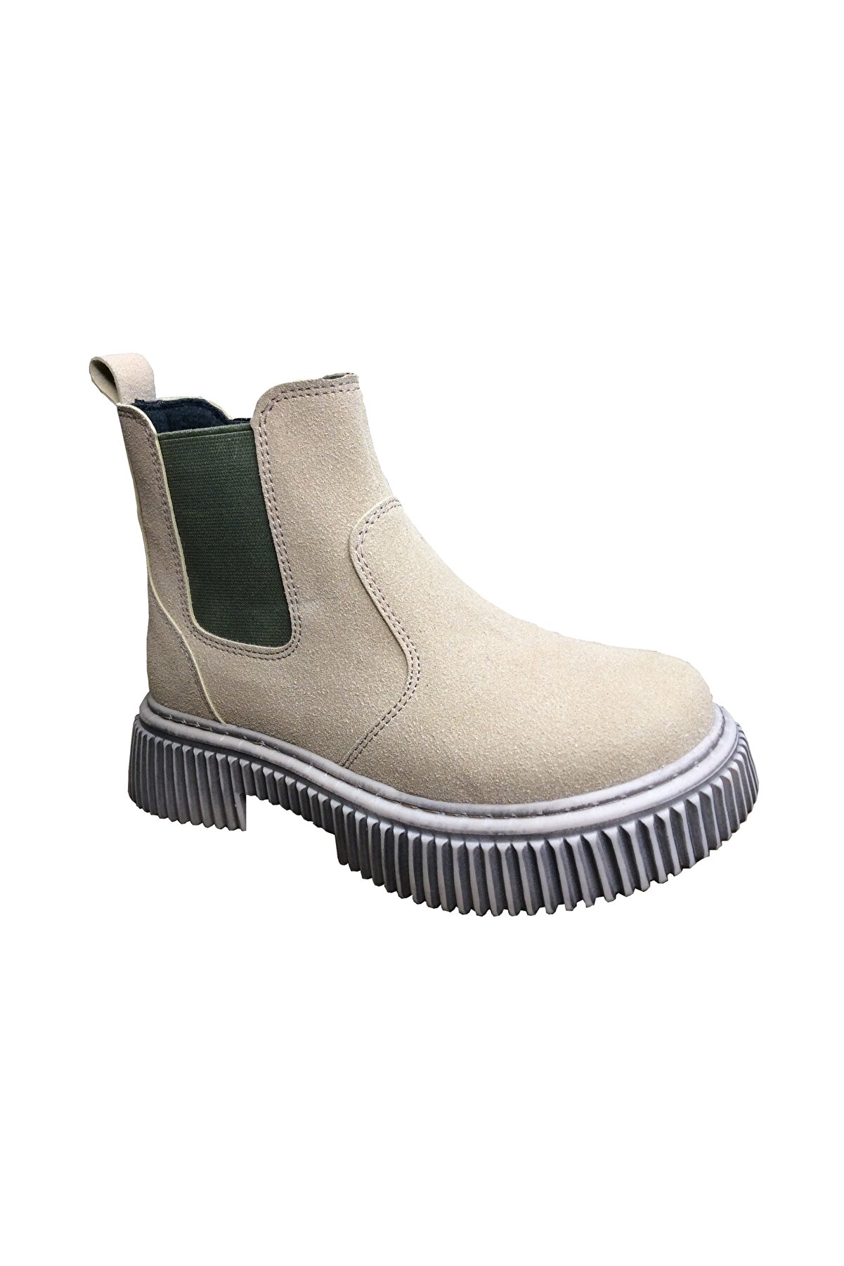 1087 Fi̇let Uni̇sex Erkek Ve Kız Çocuk Bot Bej Süet Yanı Lasti̇kli̇ Ve Fermuarlı Anatomi̇k