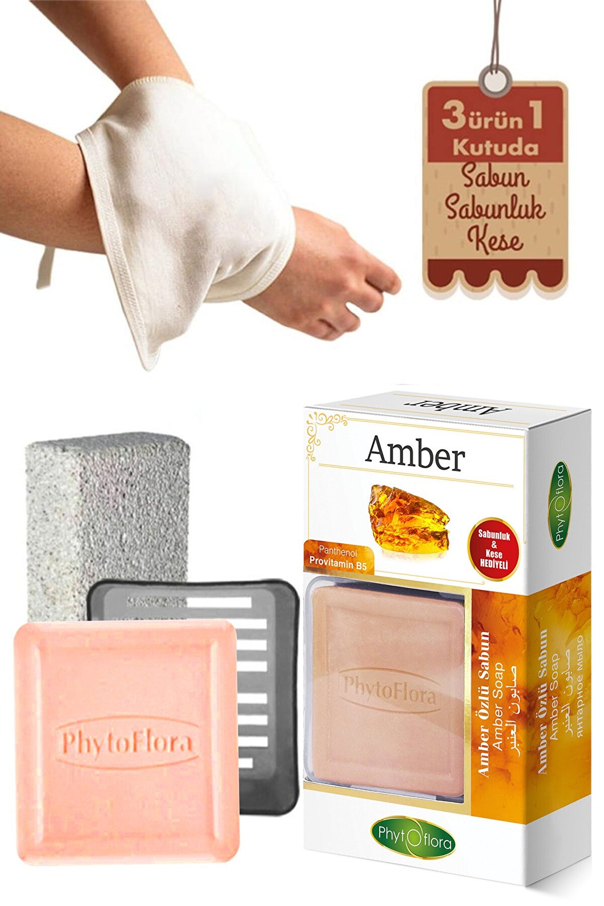 Phytoflora Amber Sabunu Ve Banyo Kesesi, Katı Sabunluk