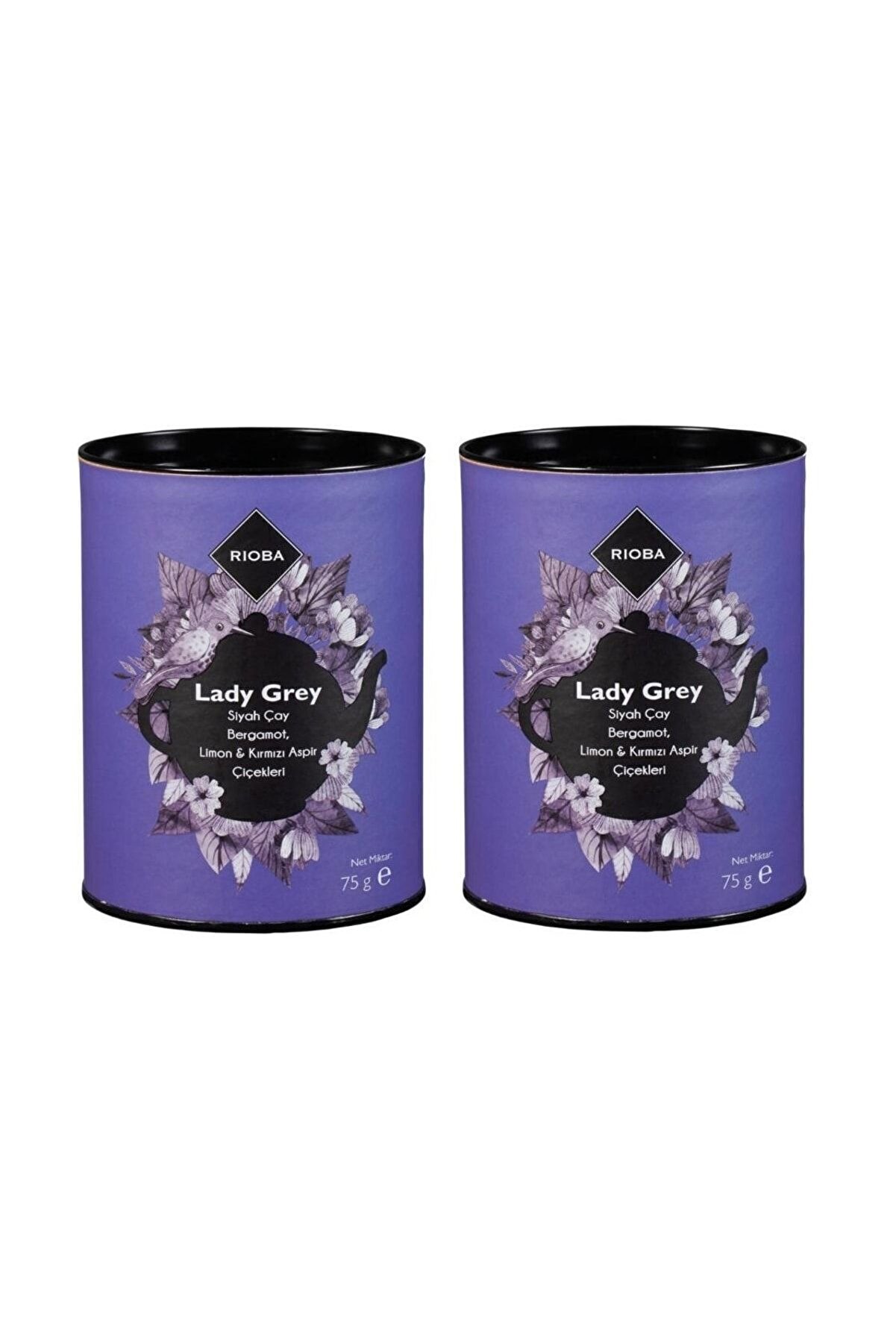 Ri̇oba Lady Grey Si̇yah Çay, Bergamot, Li̇mon & Kırmızı Aspi̇r Çi̇çekleri̇ 75 G X 2, Lady Grey Çay 2 Adet