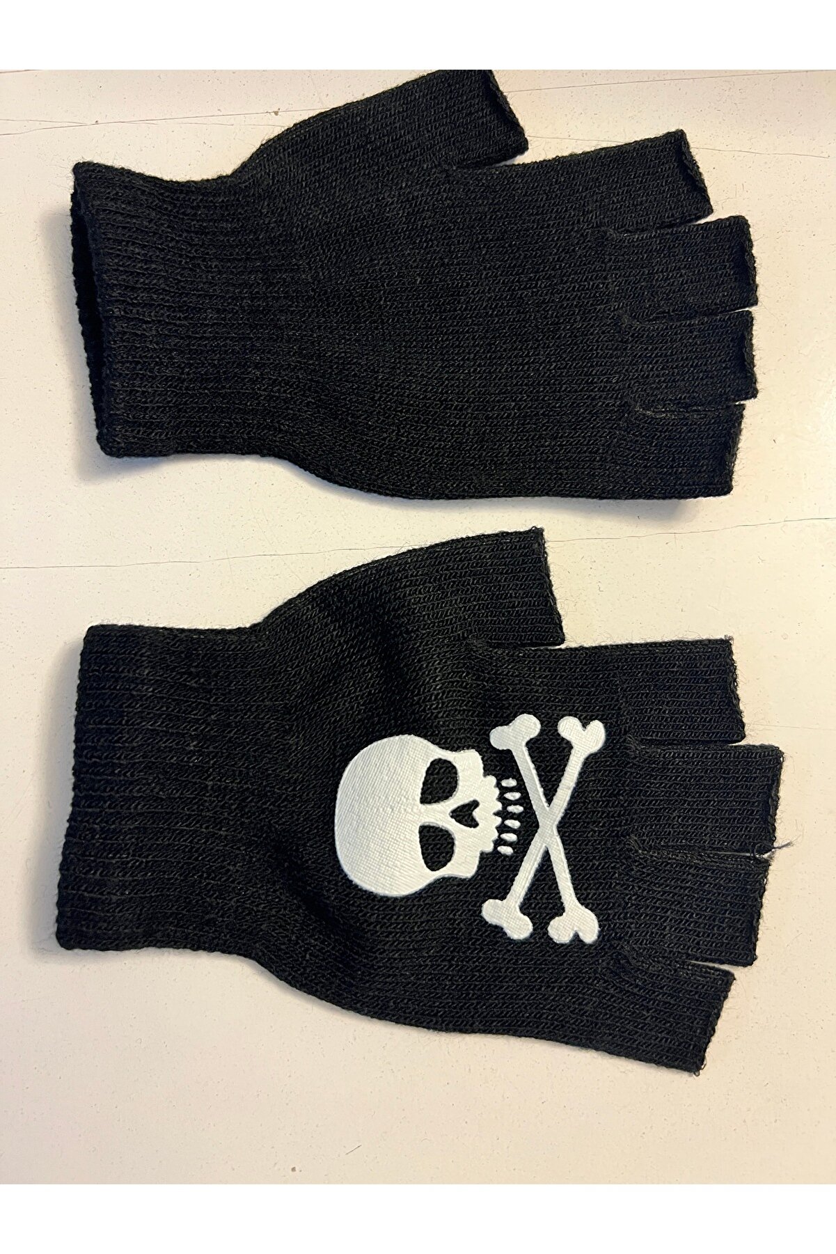 Ai̇rbrush Tattoo İskelet Kuru Kafa Parmaksız Kesi̇k Yarım Parmak Eldi̇ven Model1