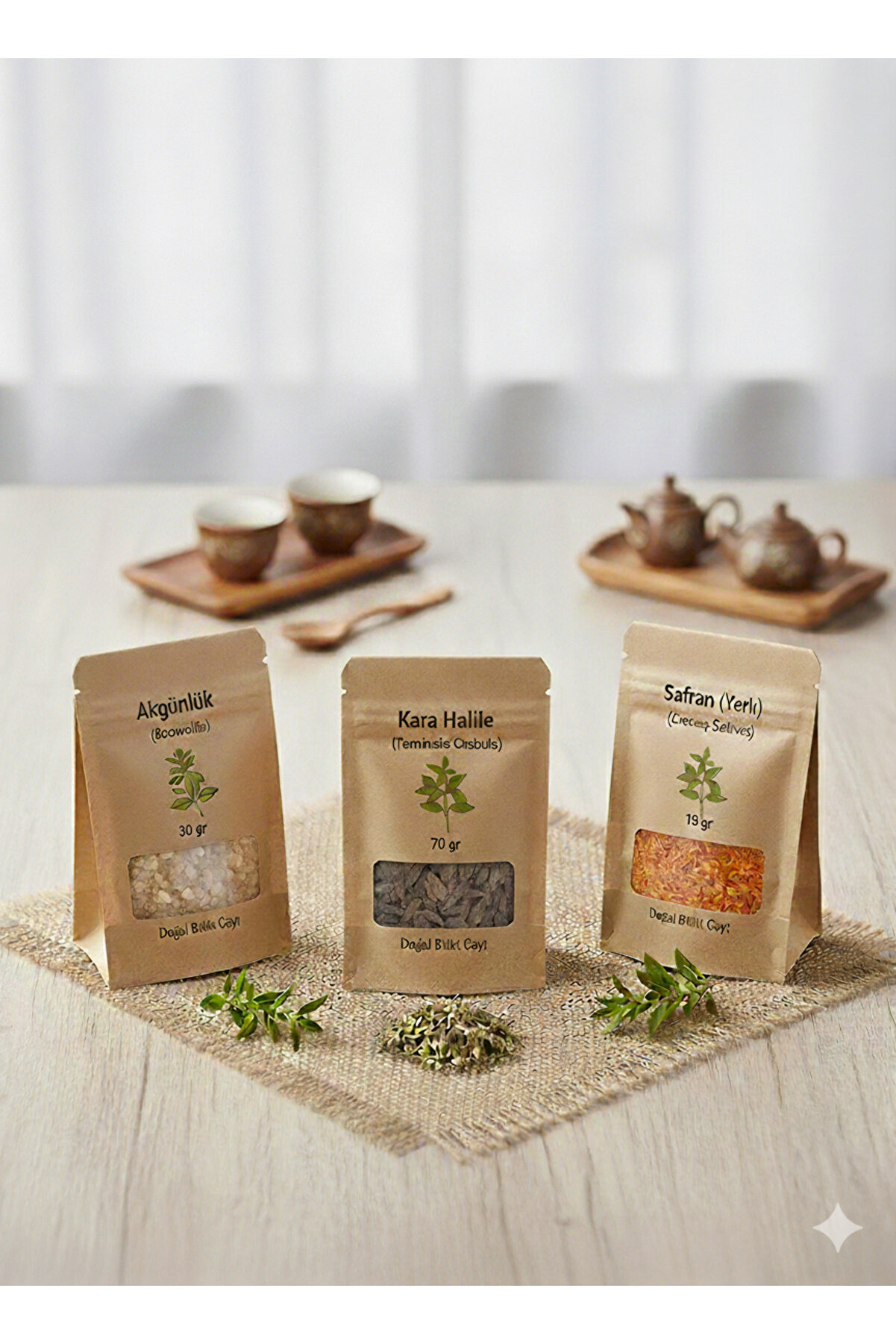 Akgünlük 30G + Kara Hali̇le 70G + Safran 15G – Doğal Bi̇tki̇ Çayı Ve Detoks Seti̇