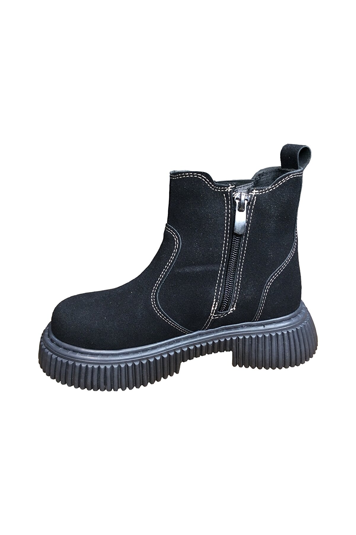 Ortopedi̇kal 1087 Fi̇let Uni̇sex Erkek Ve Kız &Ccedil;ocuk Bot Si̇yah S&uuml;et Yanı Lasti̇kli̇ Ve Fermuarlı Anatomi̇k