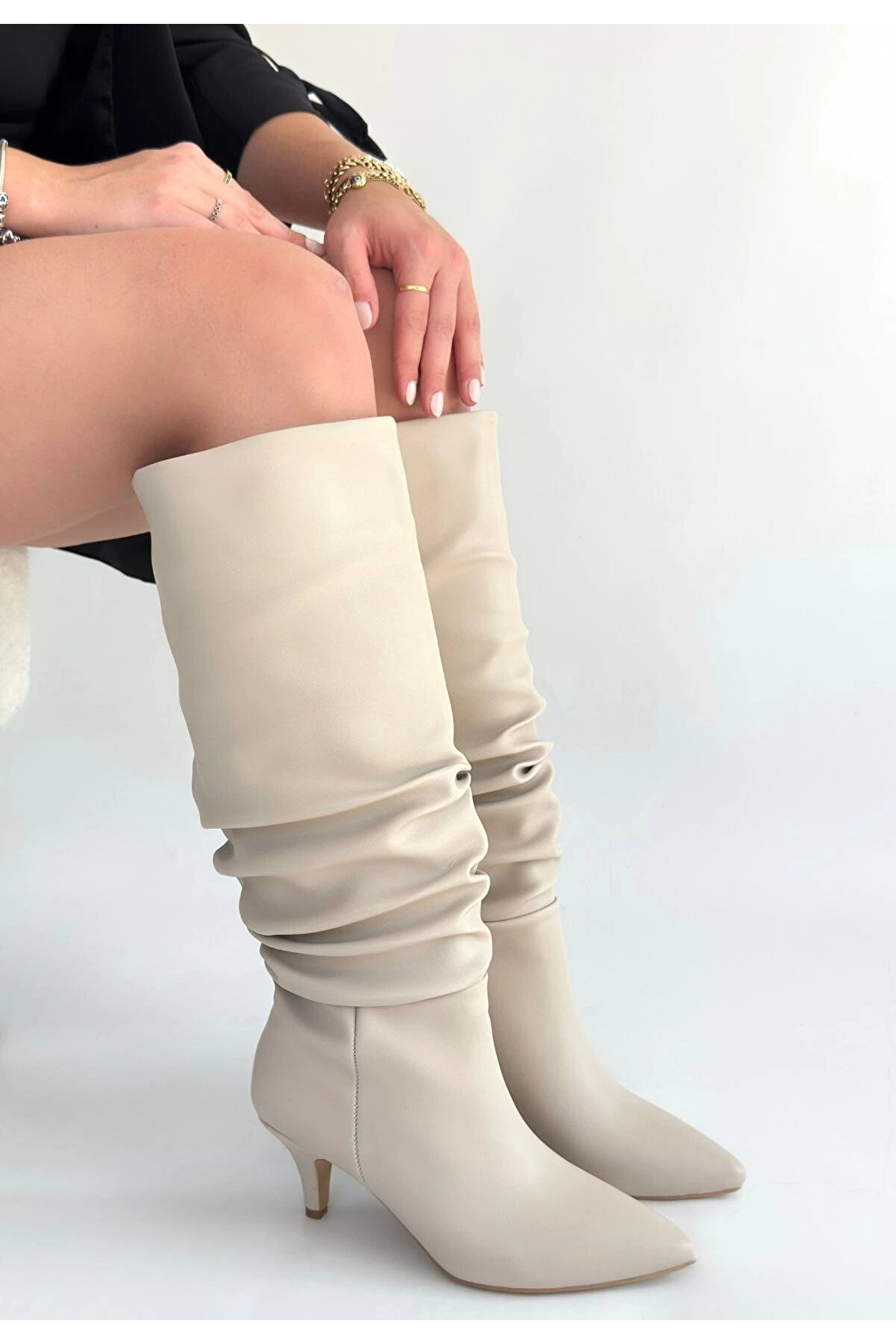 Deni̇z Store16 Zelya Bej Ci̇lt Topuklu &Ccedil;i̇zme