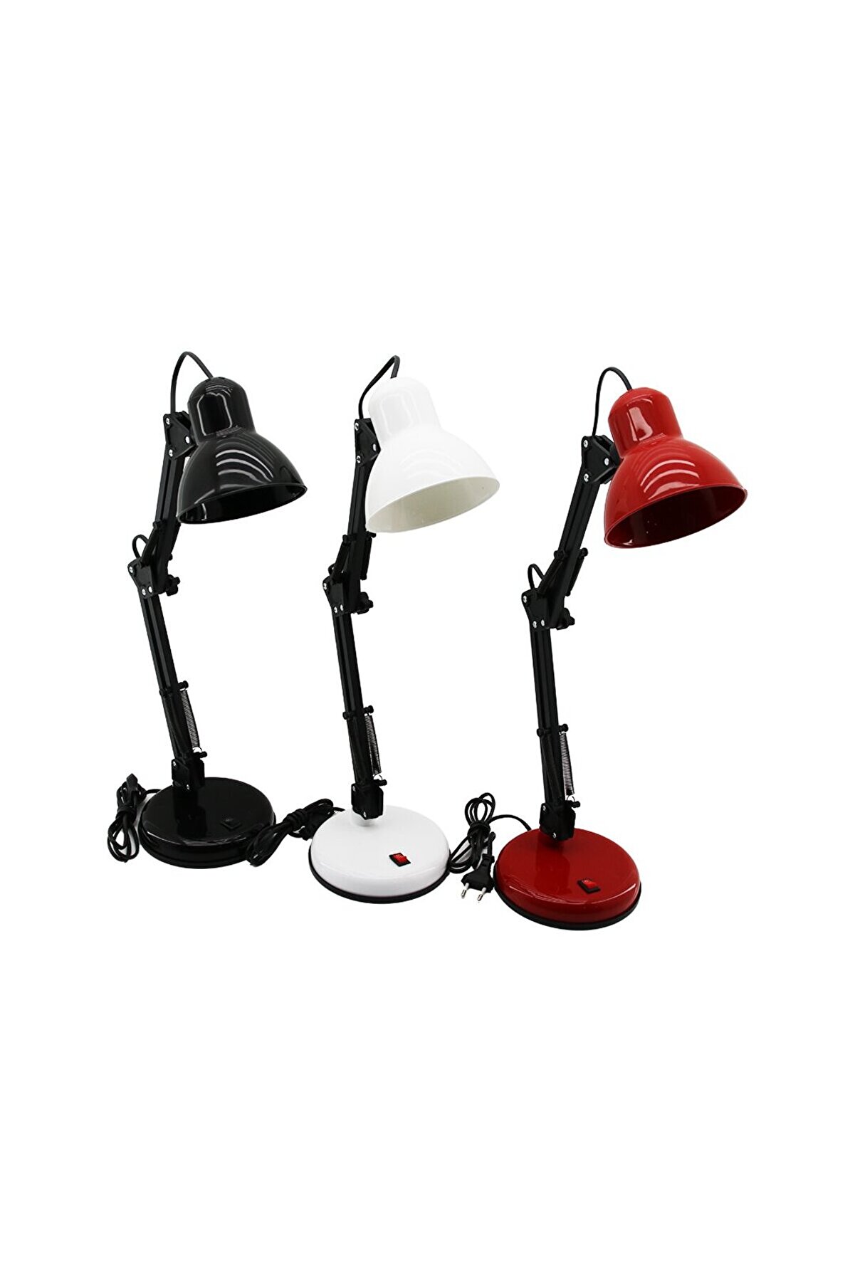 Go İthalat Metal Akrobat Ayaklı Elektri̇kli̇ Masa Lambası Renkli̇ Plasti̇k Tabla - Kafa (5250)