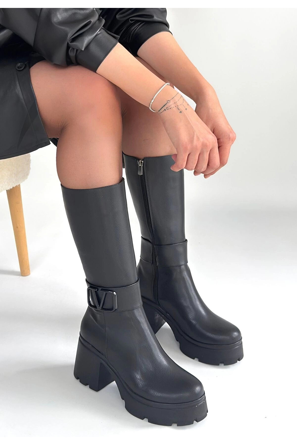 Shi̇pyshop Moki̇ Si̇yah Ci̇lt Topuklu &Ccedil;i̇zme