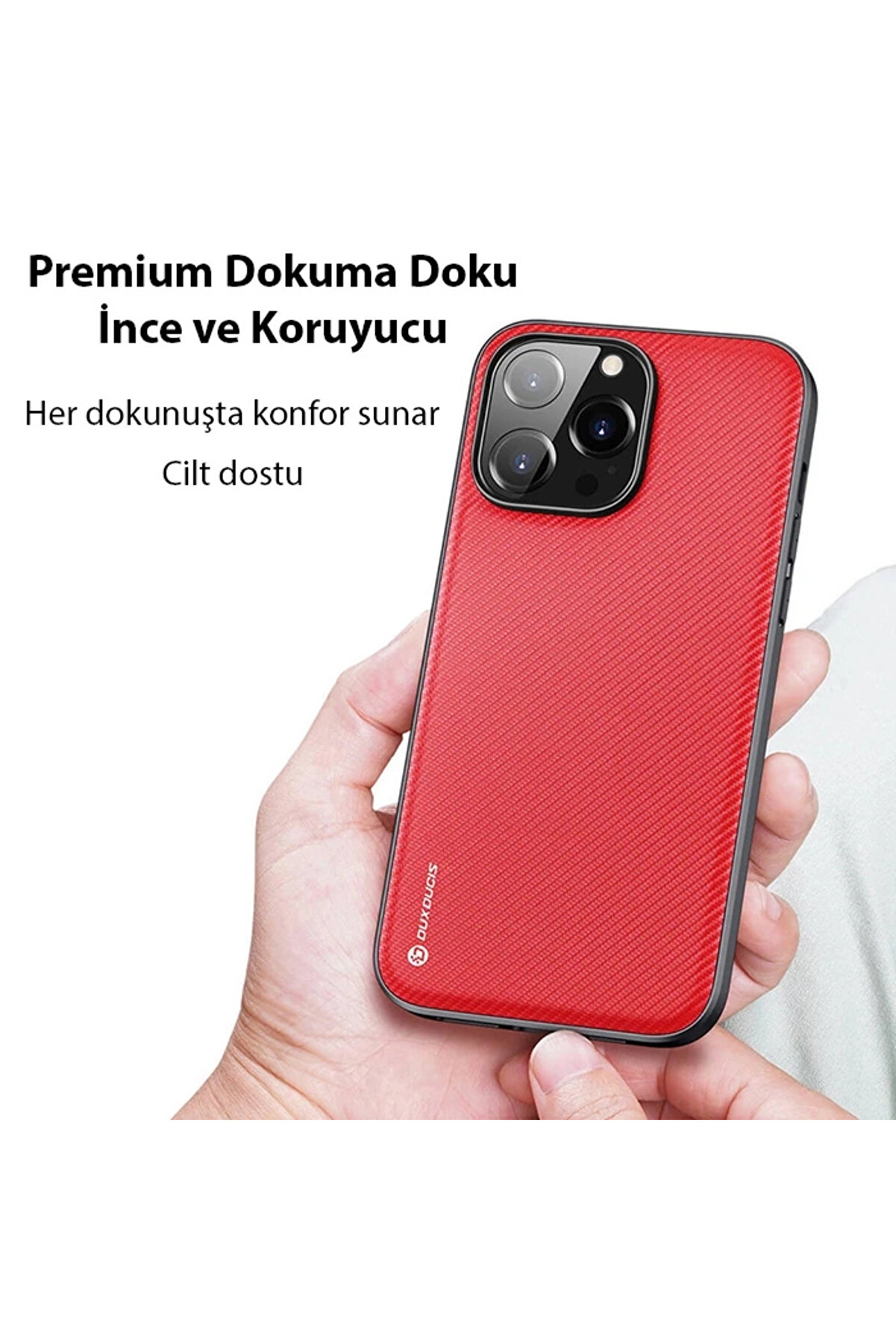 Buti̇k Dux Duci̇s Fi̇no Seri̇si̇ İphone 14 Pro 6.1 İn&ccedil; Kılıf Premi̇um Dokuma Si̇li̇kon Kılıf-(5775)