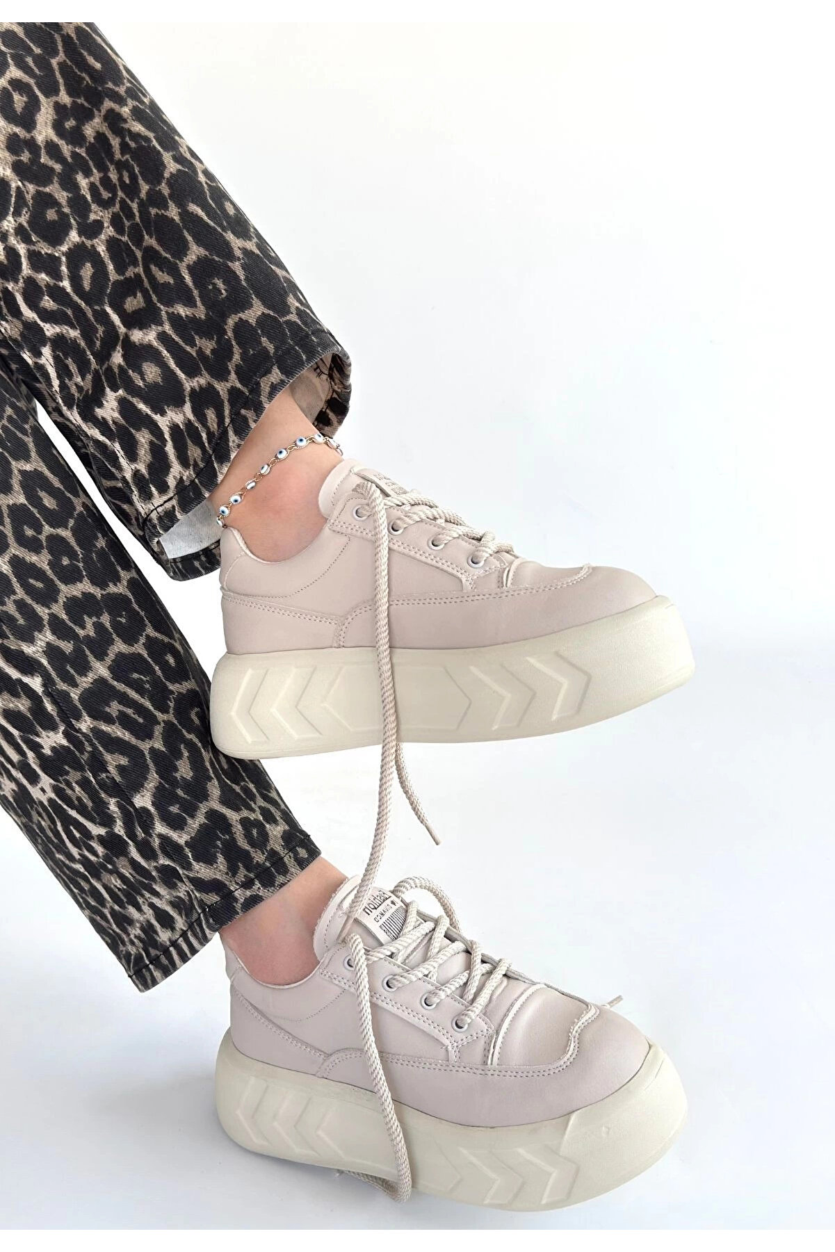 Buti̇k Emwa Bej Ci̇lt Bağcıklı Spor Ayakkabı