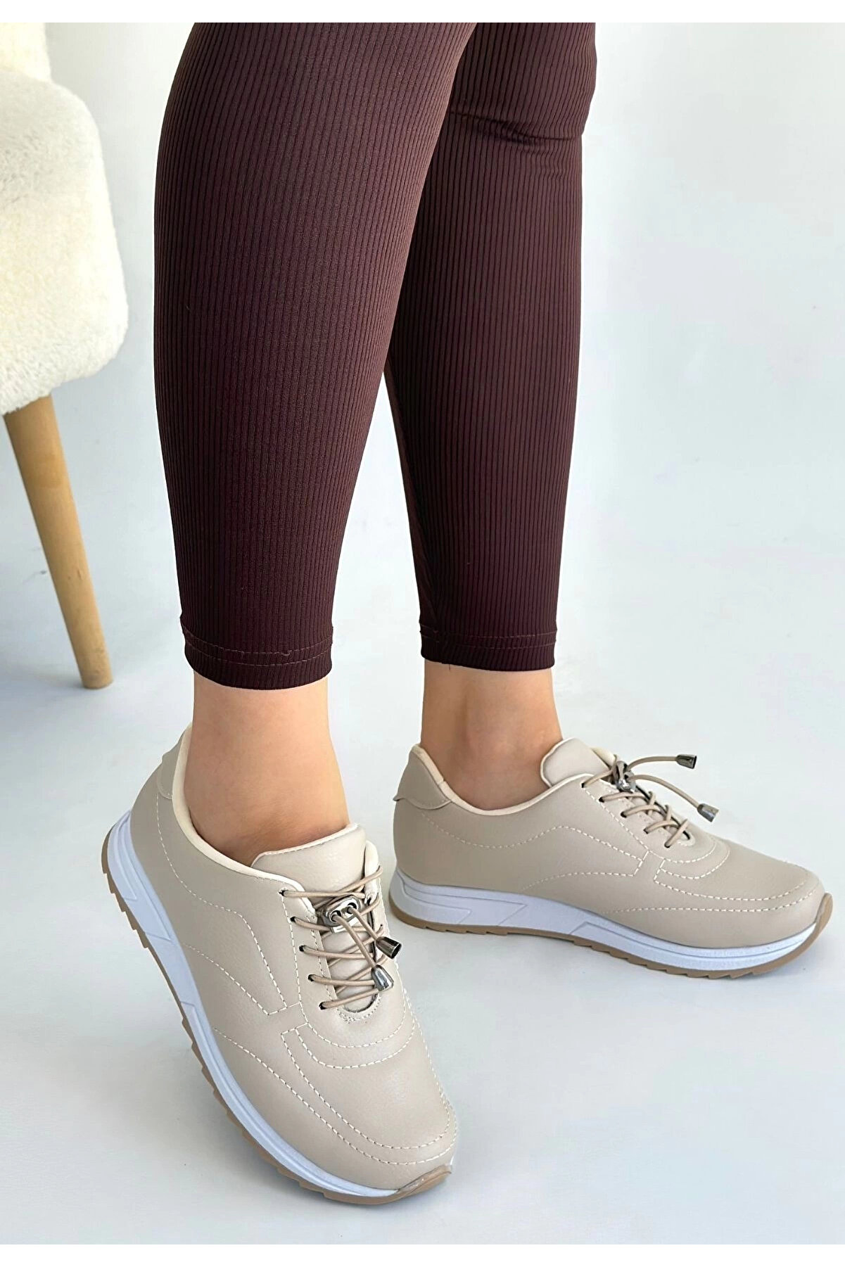 Buti̇k Fi̇nna Bej Ci̇lt Bağcıklı Spor Ayakkabı