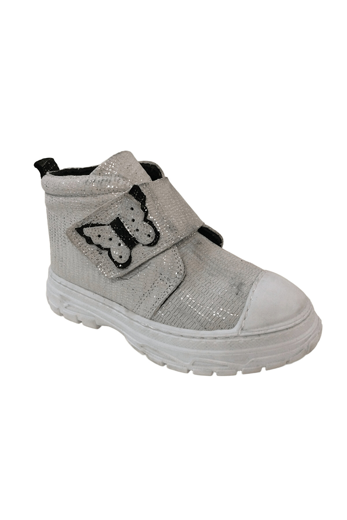 Ortopedi̇kal 1001 Ri̇dente G&uuml;m&uuml;ş Si̇mli̇ Parlak Pati̇k Kız &Ccedil;ocuk Bot % 100 Deri̇ Kalın Tek Cırtlı