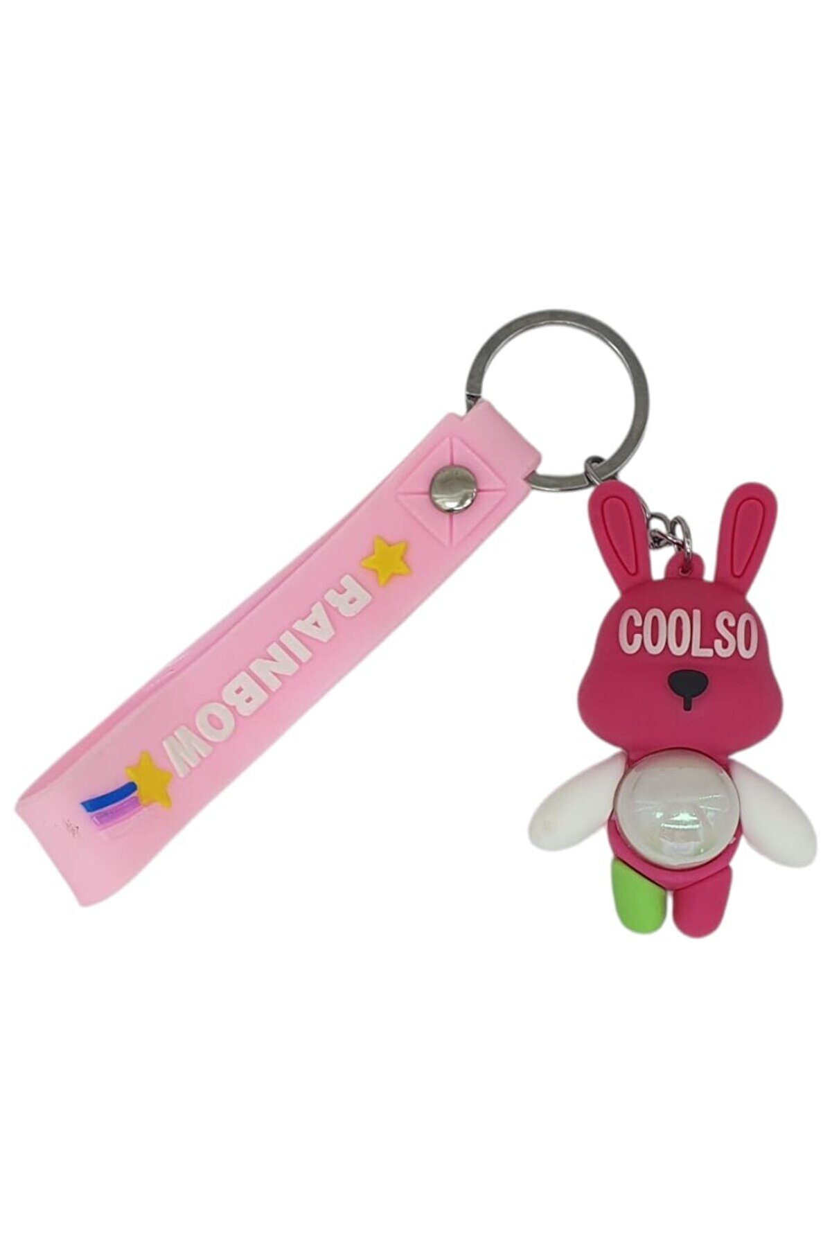 Ethab Ti̇caret Fi̇g&uuml;rl&uuml; Ve Işıklı Si̇li̇kon Anahtarlık - Tavşan - Pembe
