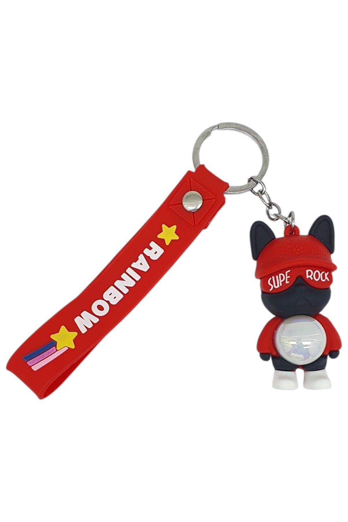Ethab Ti̇caret Fi̇g&uuml;rl&uuml; Ve Işıklı Si̇li̇kon Anahtarlık - Supe Rock - Kırmızı