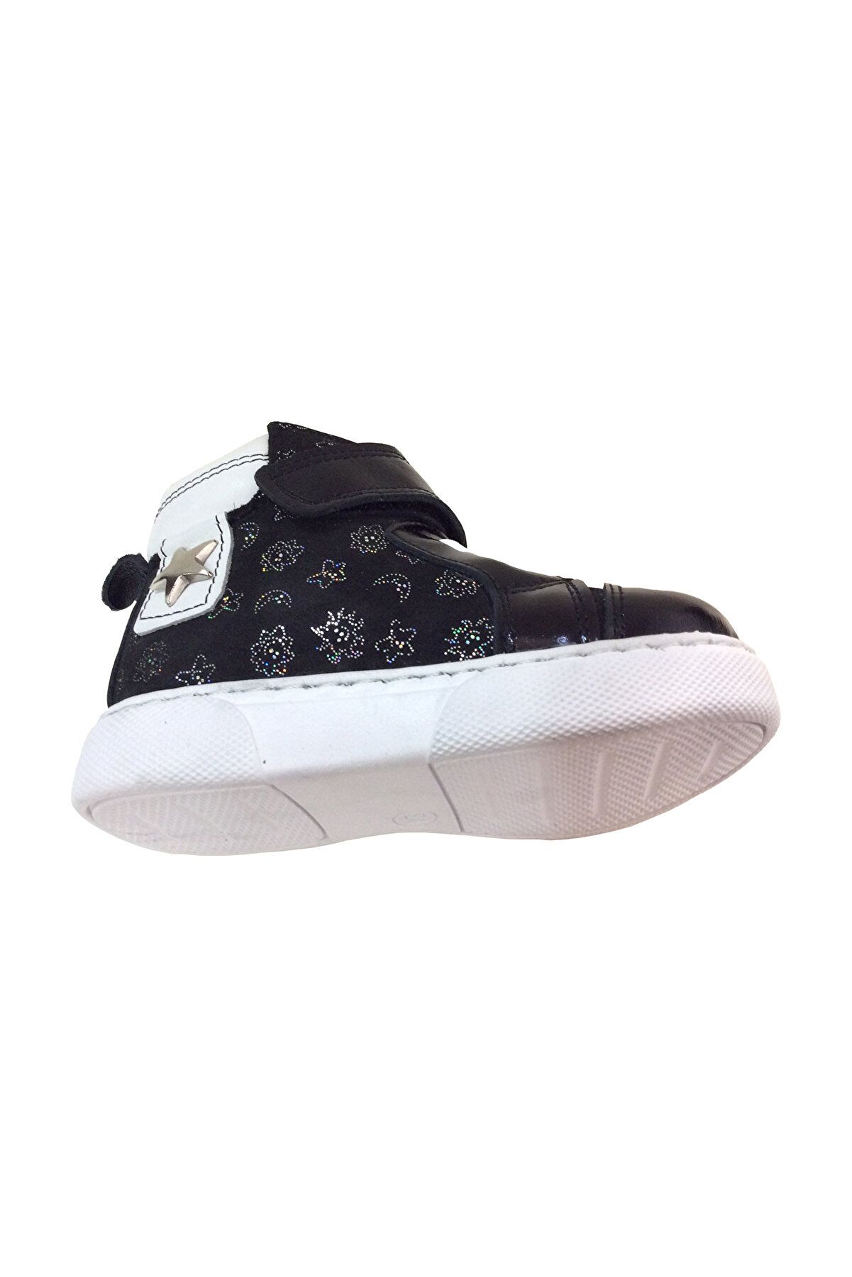 Ortopedi̇kal Ri̇dente Si̇yah Baskılı Bebe Kız &Ccedil;ocuk Bot % 100 Deri̇ Lasti̇k Ve Cırtlı