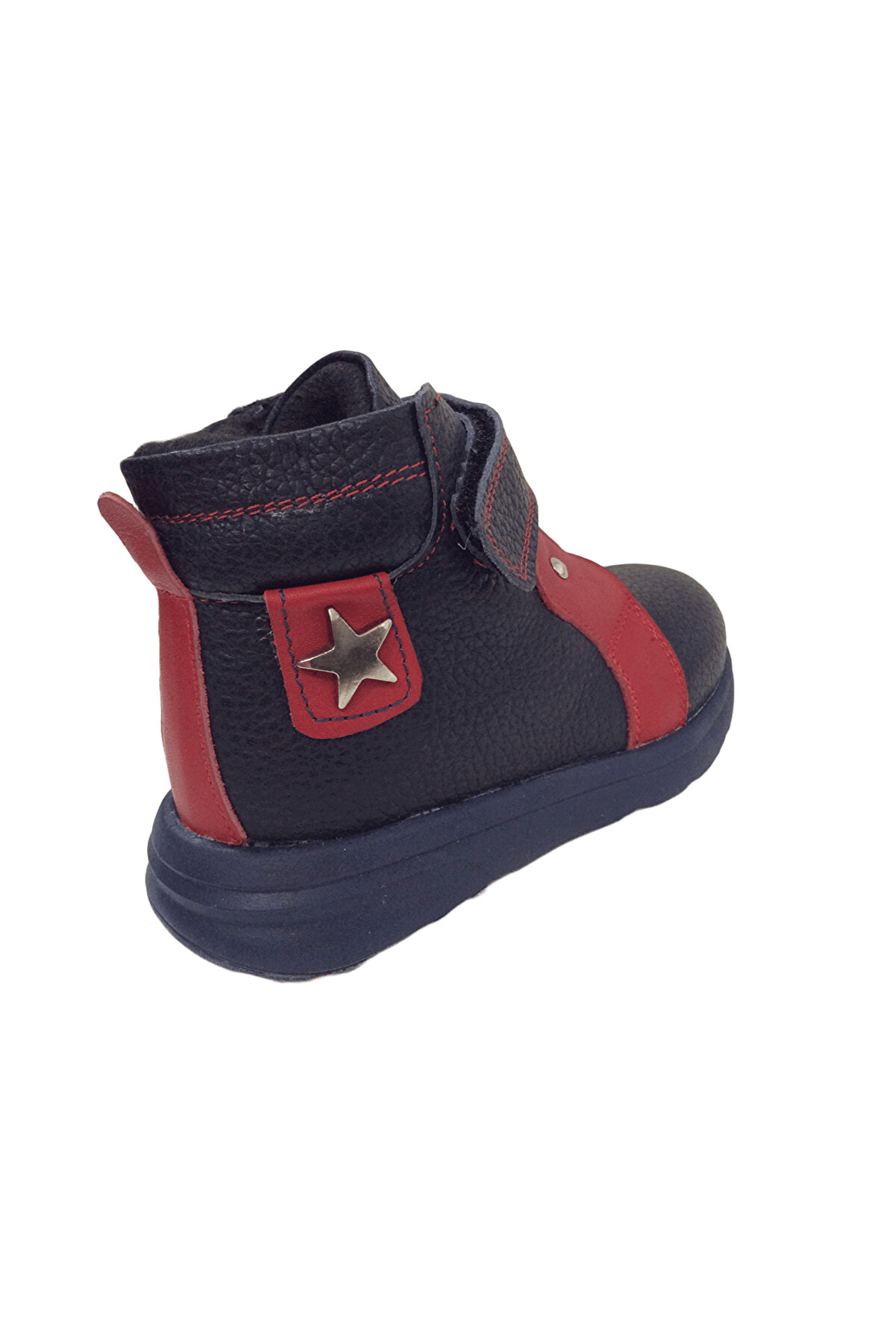 Ortopedi̇kal1001 Ri̇dente Laci̇vert Kırmızı Bebe Erkek &Ccedil;ocuk Bot % 100 Deri̇ Lasti̇k Vetek Cırtlı