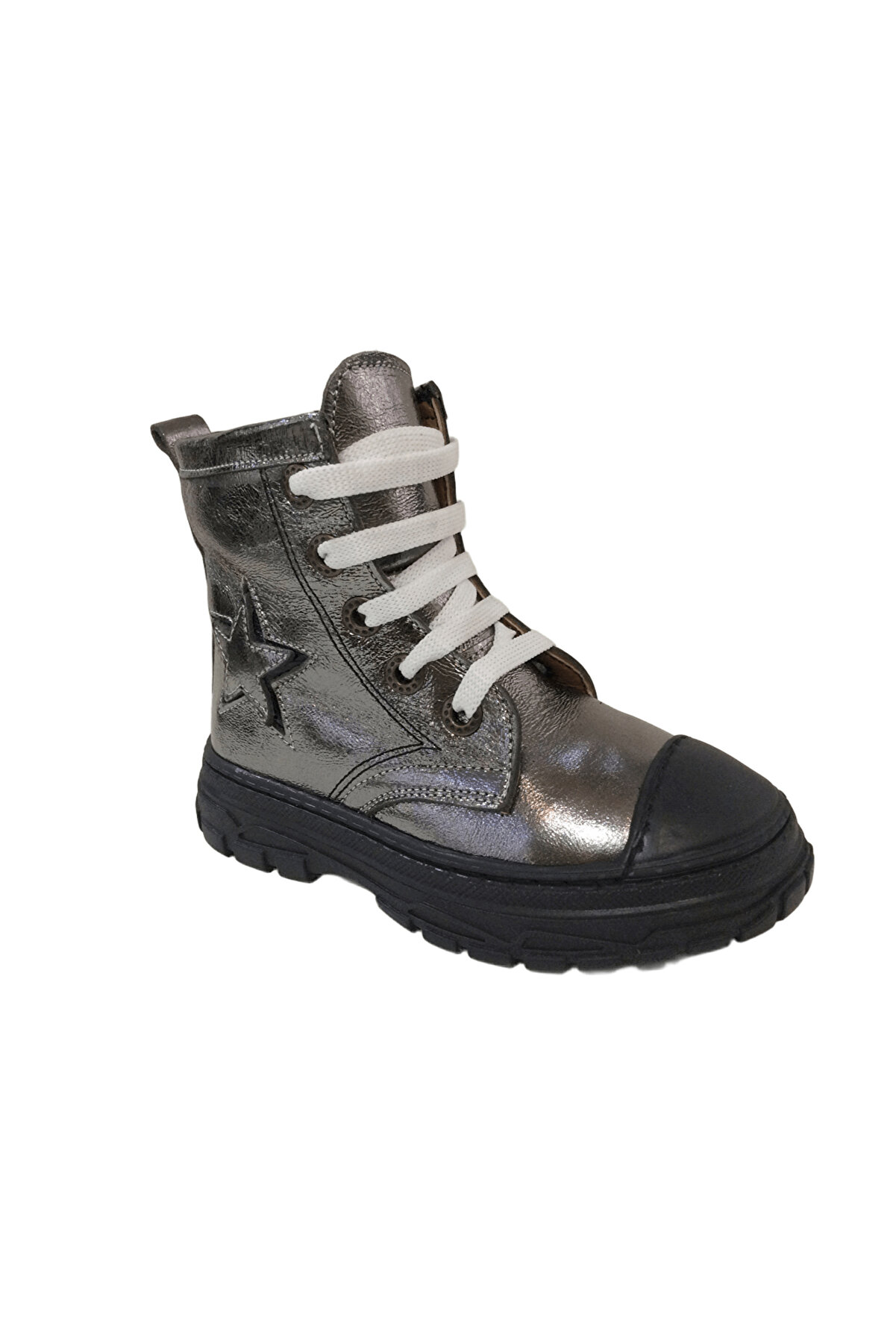 Ortopedi̇kal 1001 Ri̇dente Plati̇n Yıldızlı Pati̇k Kız &Ccedil;ocuk Bot % 100 Deri̇ Bağcık Ve Fermuarlı