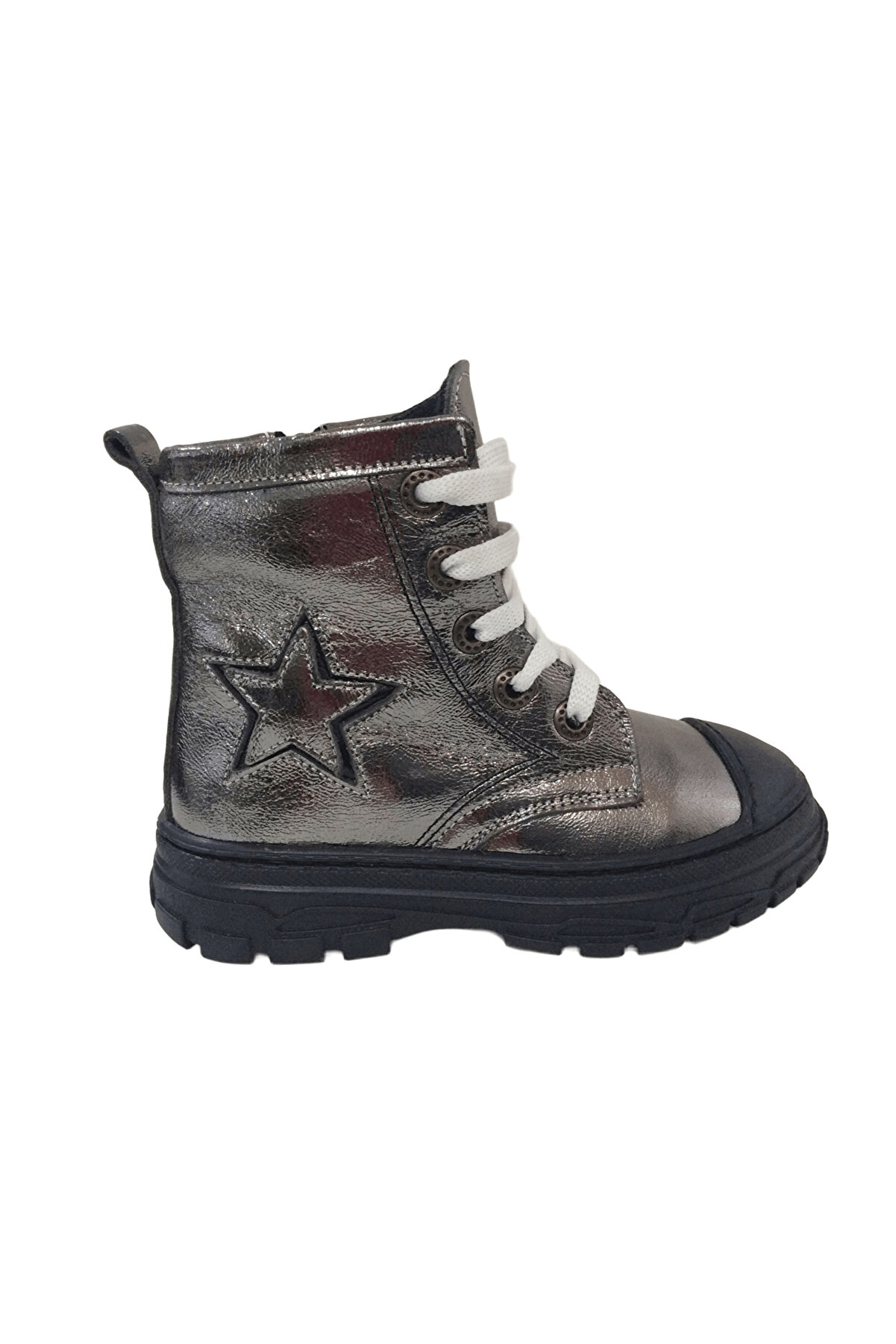 Ortopedi̇kal 1001 Ri̇dente Plati̇n Yıldızlı Pati̇k Kız &Ccedil;ocuk Bot % 100 Deri̇ Bağcık Ve Fermuarlı