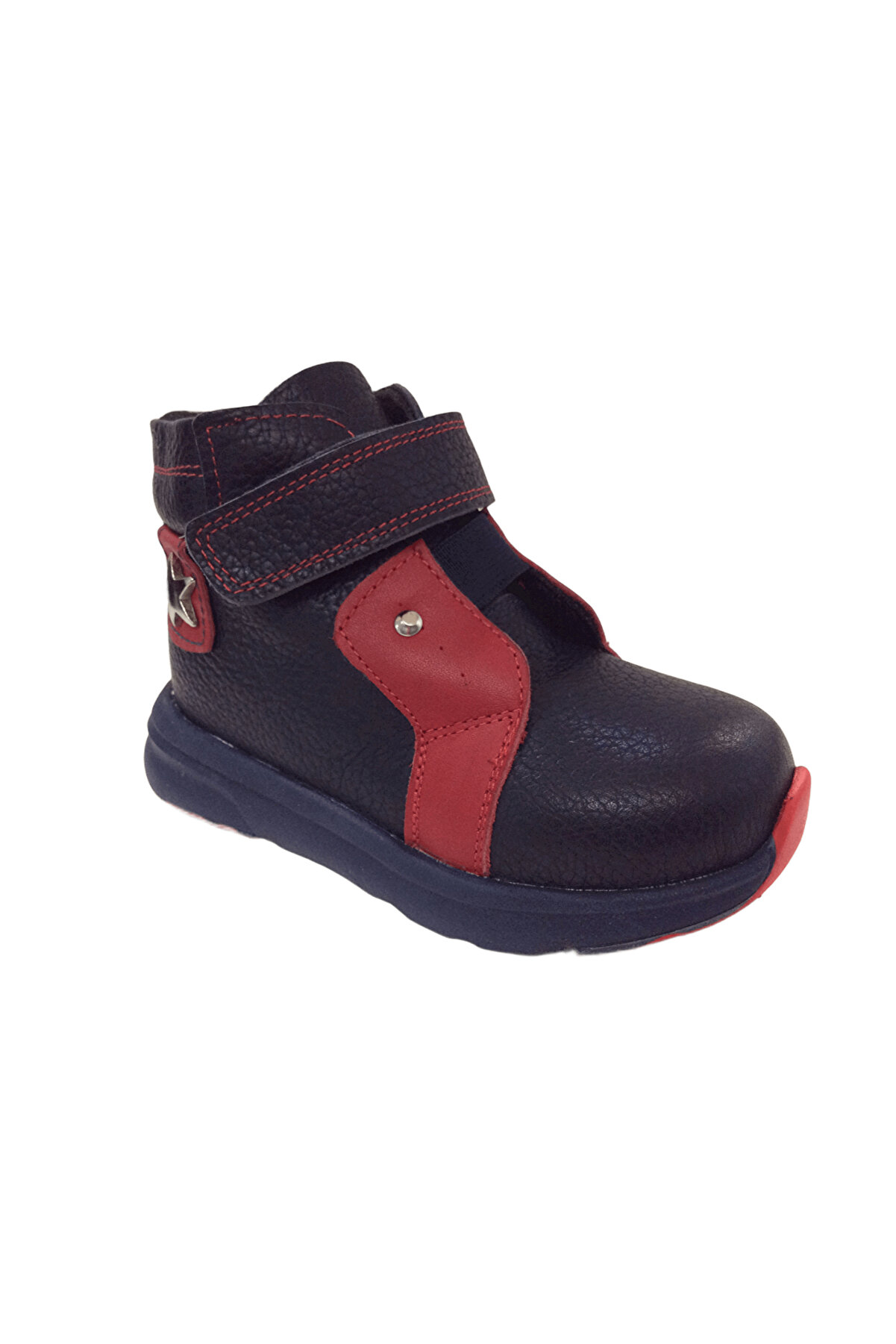 Ortopedi̇kal1001 Ri̇dente Laci̇vert Kırmızı Bebe Erkek &Ccedil;ocuk Bot % 100 Deri̇ Lasti̇k Vetek Cırtlı
