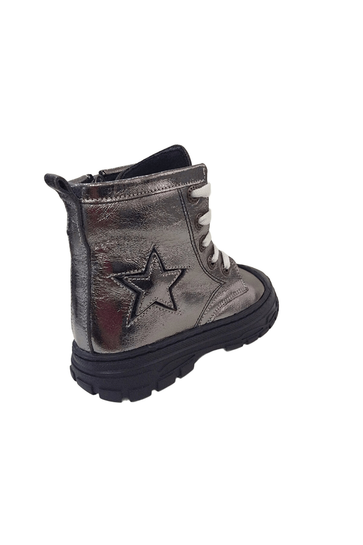 Ortopedi̇kal 1001 Ri̇dente Plati̇n Yıldızlı Pati̇k Kız &Ccedil;ocuk Bot % 100 Deri̇ Bağcık Ve Fermuarlı