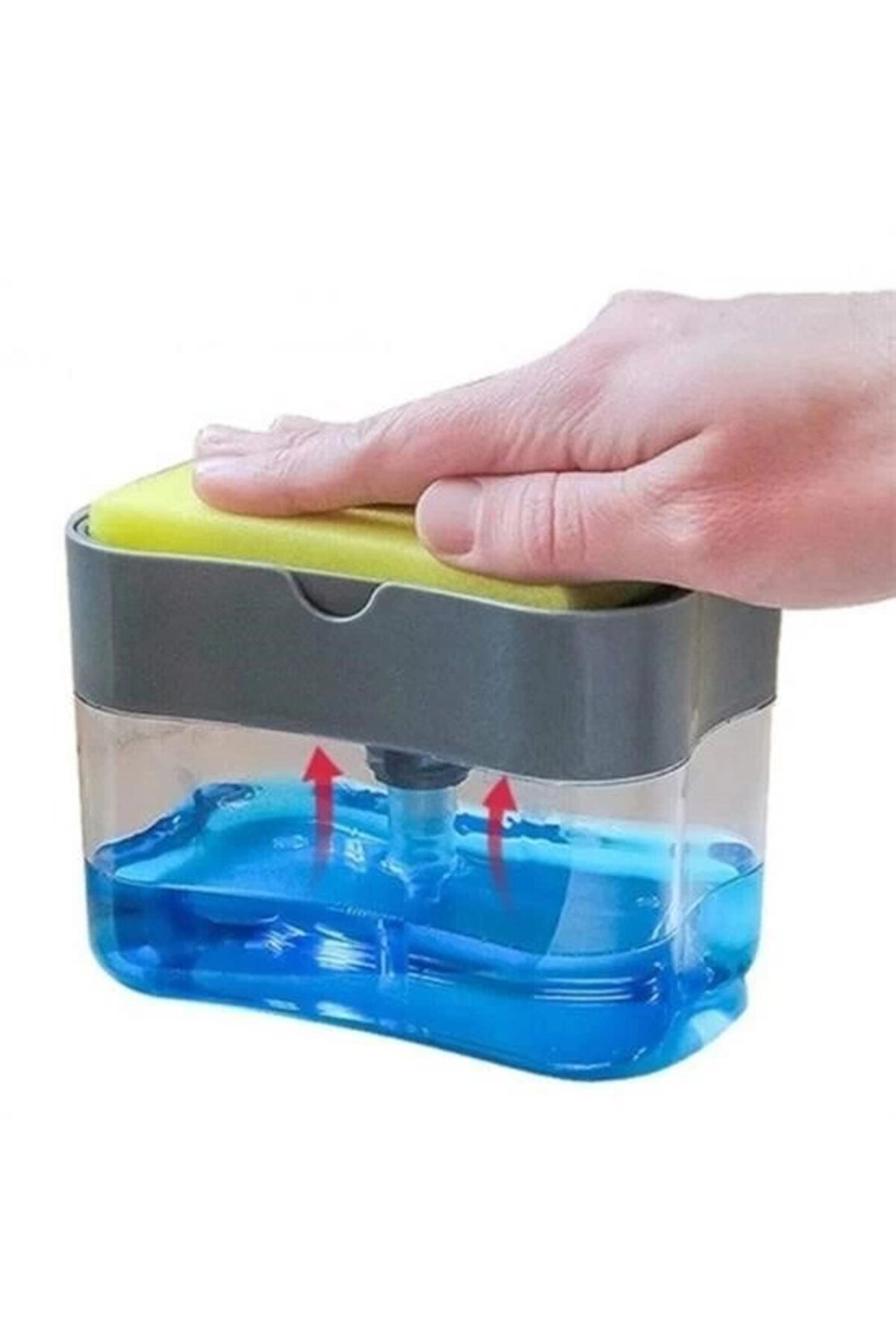 Buti̇k İki̇si̇ Bi̇r Arada Basmalı Prati̇k Sıvı Sabunluk Pompası Ve Bulaşık Yıkama S&uuml;ngeri̇ Haznesi̇