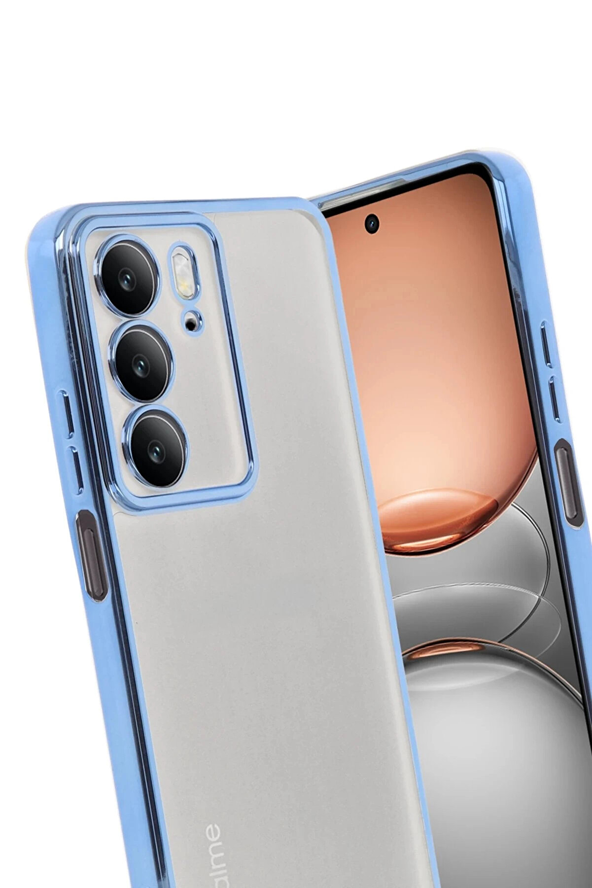 Harmonyaura Realme C75 4G Kılıf Lensli̇ Si̇li̇kon - A&ccedil;ık Mavi̇