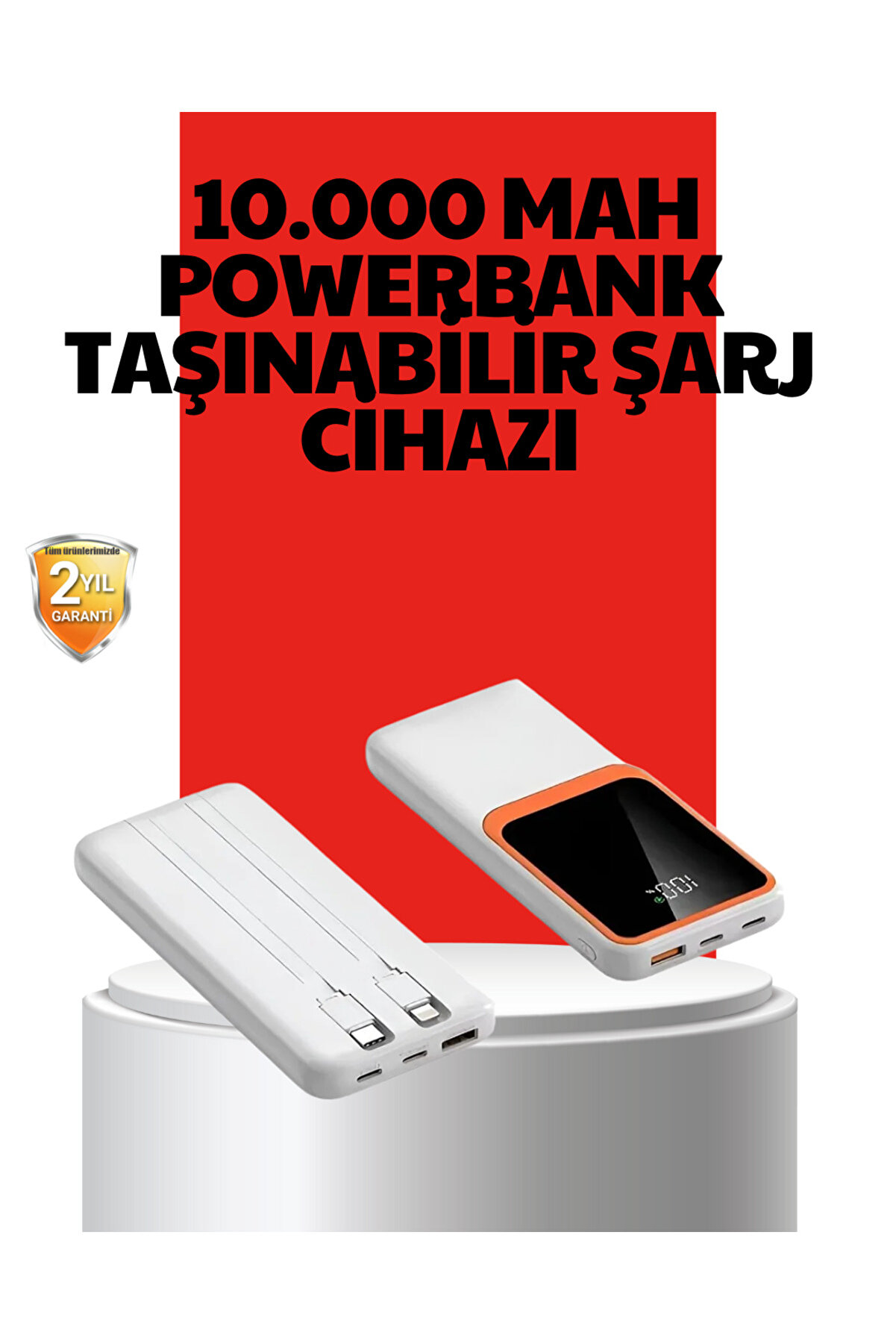 Te D&uuml;kkan 10000 Mah Taşınabi̇li̇r Powerbank &ndash; &Ccedil;i̇ft &Ccedil;ıkışlı Type-C Ve Li̇ghtni̇ng Uyumlu