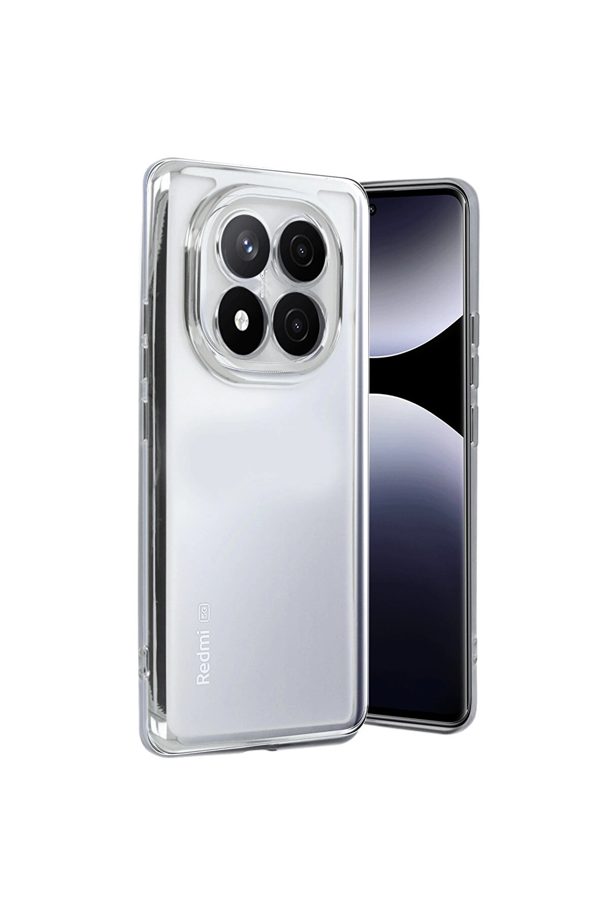 Ceptetoptan Xi̇aomi̇ Redmi̇ Note 14 Pro 5G Kılıf Lensli̇ Si̇li̇kon - G&uuml;m&uuml;ş-(5796)