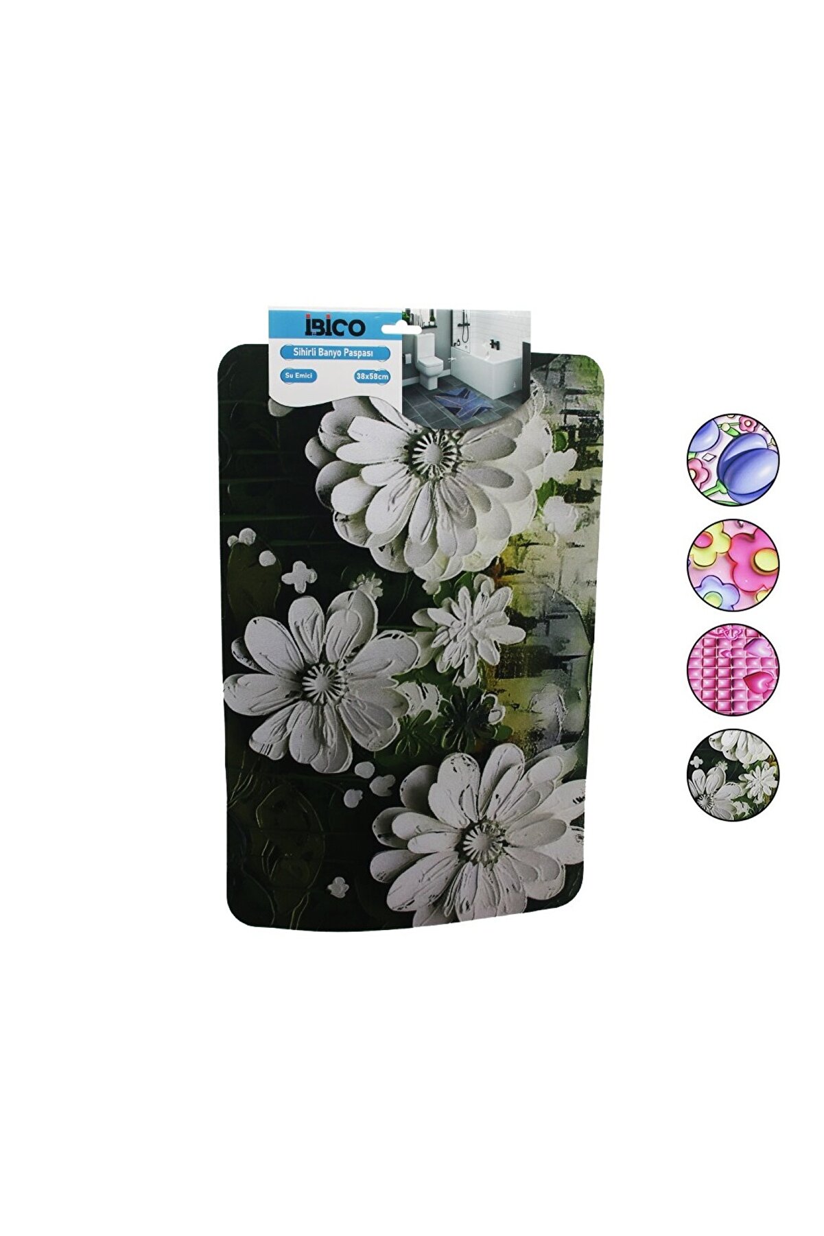 Go İthalat Di̇kd&ouml;rtgen - Desenli̇ 38X58Cm Su Emi̇ci̇ - Si̇hi̇rli̇ Banyo Paspası Elasti̇k