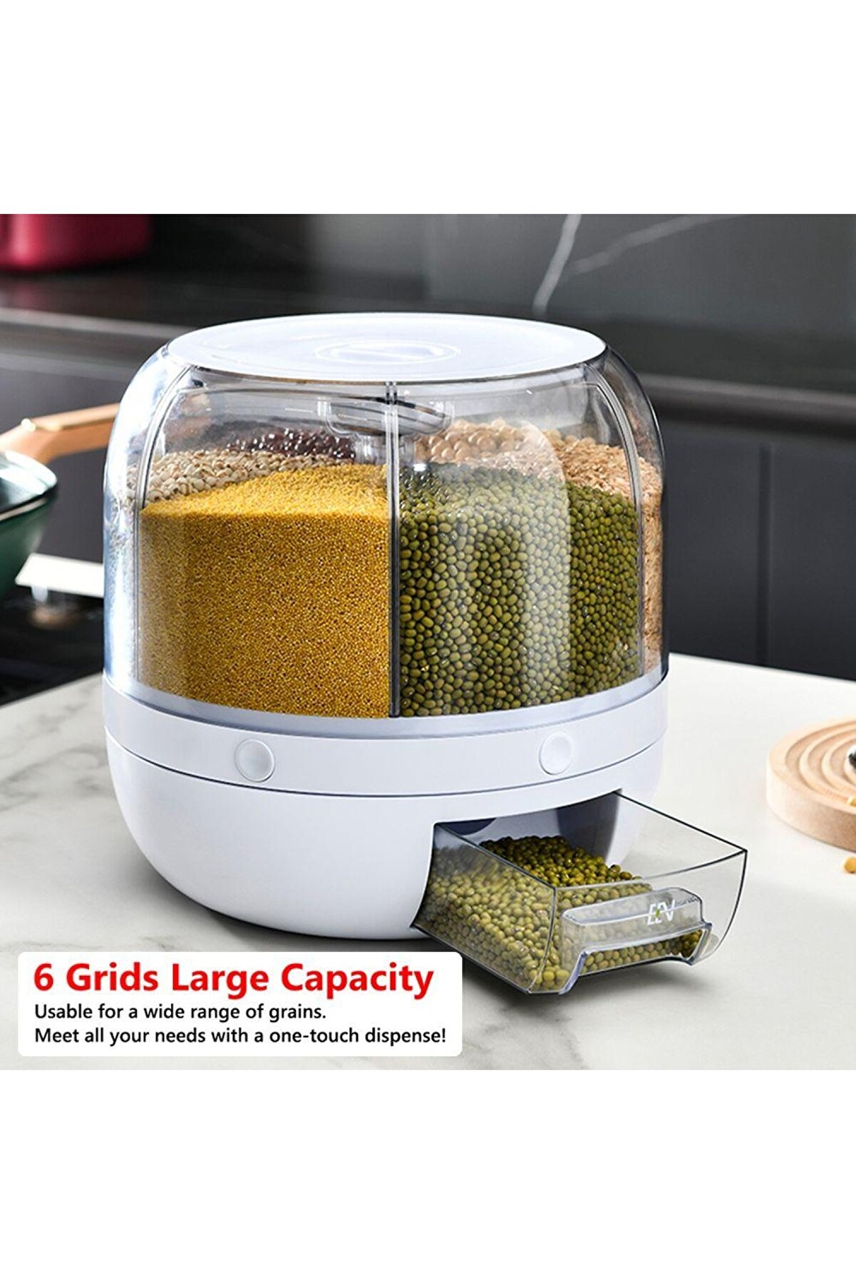 Go İthalat Kuru Gıda Ve Bakli̇yat Organi̇zeri̇ 360&deg; D&ouml;nebi̇len 6 B&ouml;lmeli̇ Ayrıştırıcılı Hava Ge&ccedil;i̇rmez