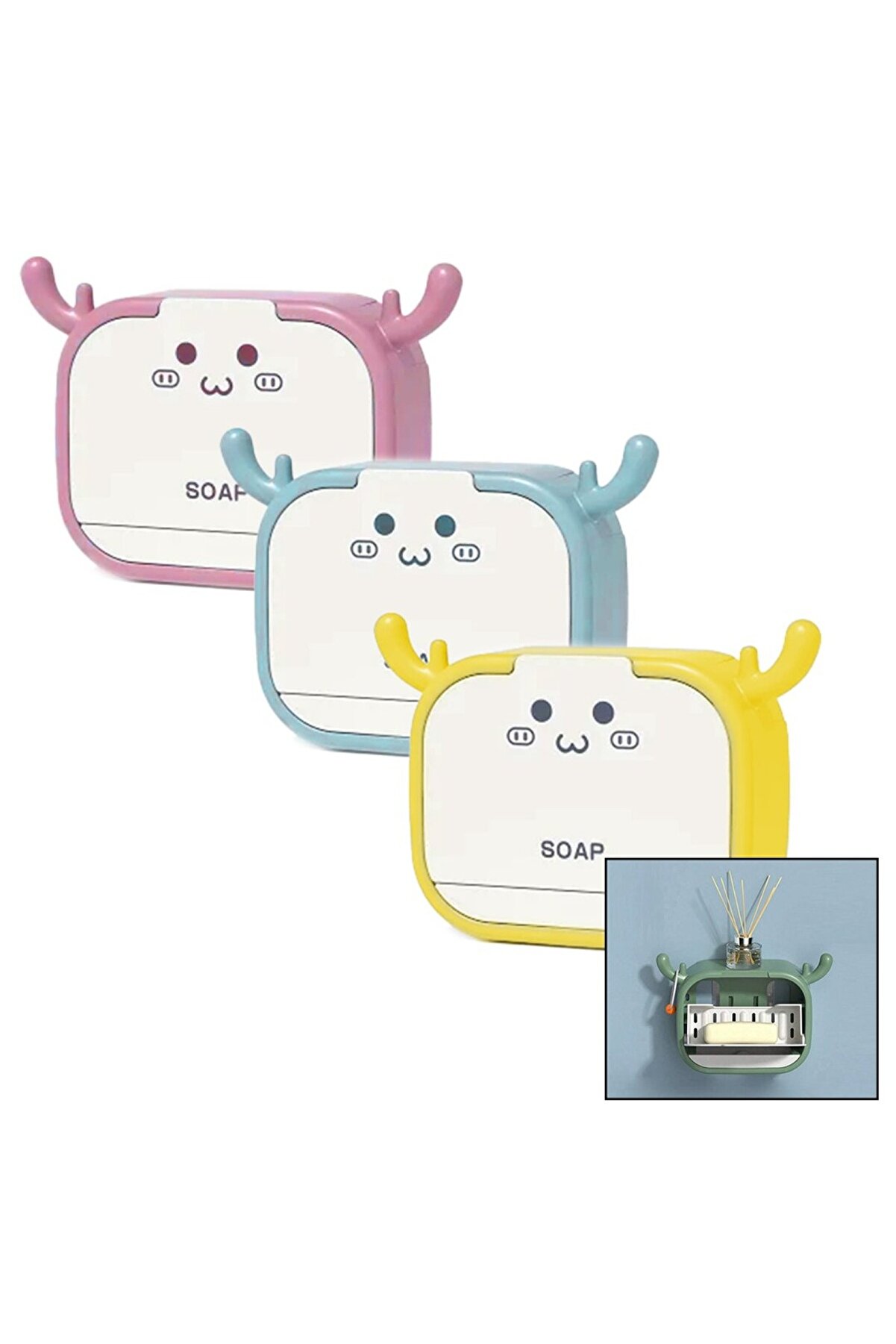 Go İthalat A&ccedil; Kapa - Fi̇g&uuml;rl&uuml; Sabunluk Kutusu - Askılık