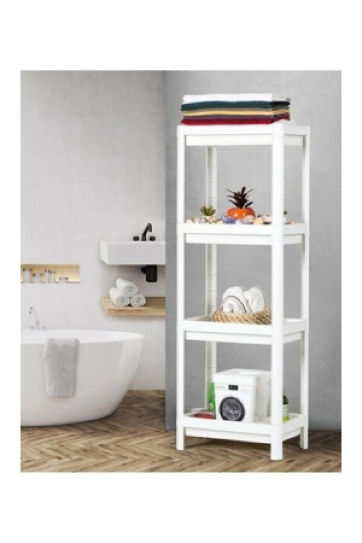 Go İthalat Beyaz Di̇kd&ouml;rtgen Raf &Uuml;ni̇tesi̇ Plasti̇k (5324)