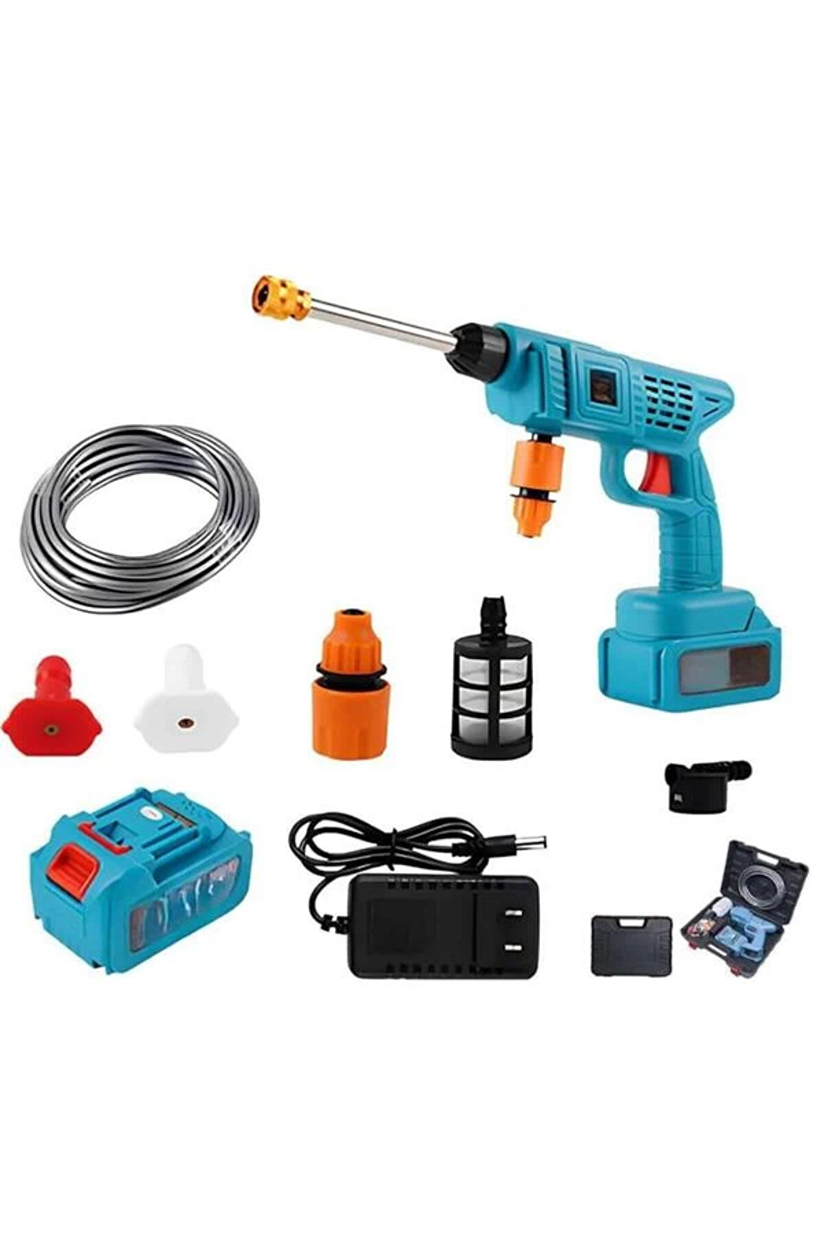 Pazar D&uuml;nyası Bfs Şarjlı Oto Yıkama, Bah&ccedil;e Sulama Tabancası Maki̇nesi̇ Y&uuml;ksek Basın&ccedil;lı