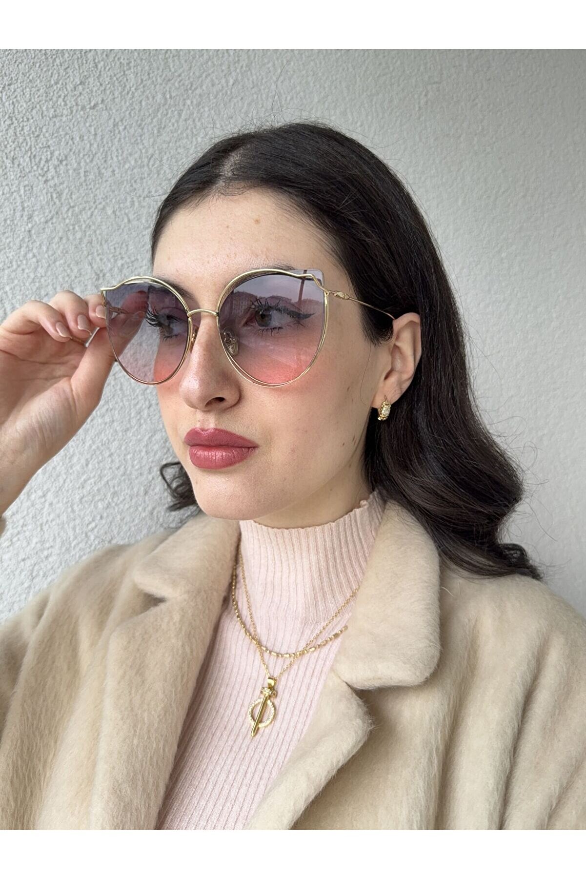 Ateli̇er Emi̇ne Gold Çerçeve Cat Eye Güneş Gözlüğü