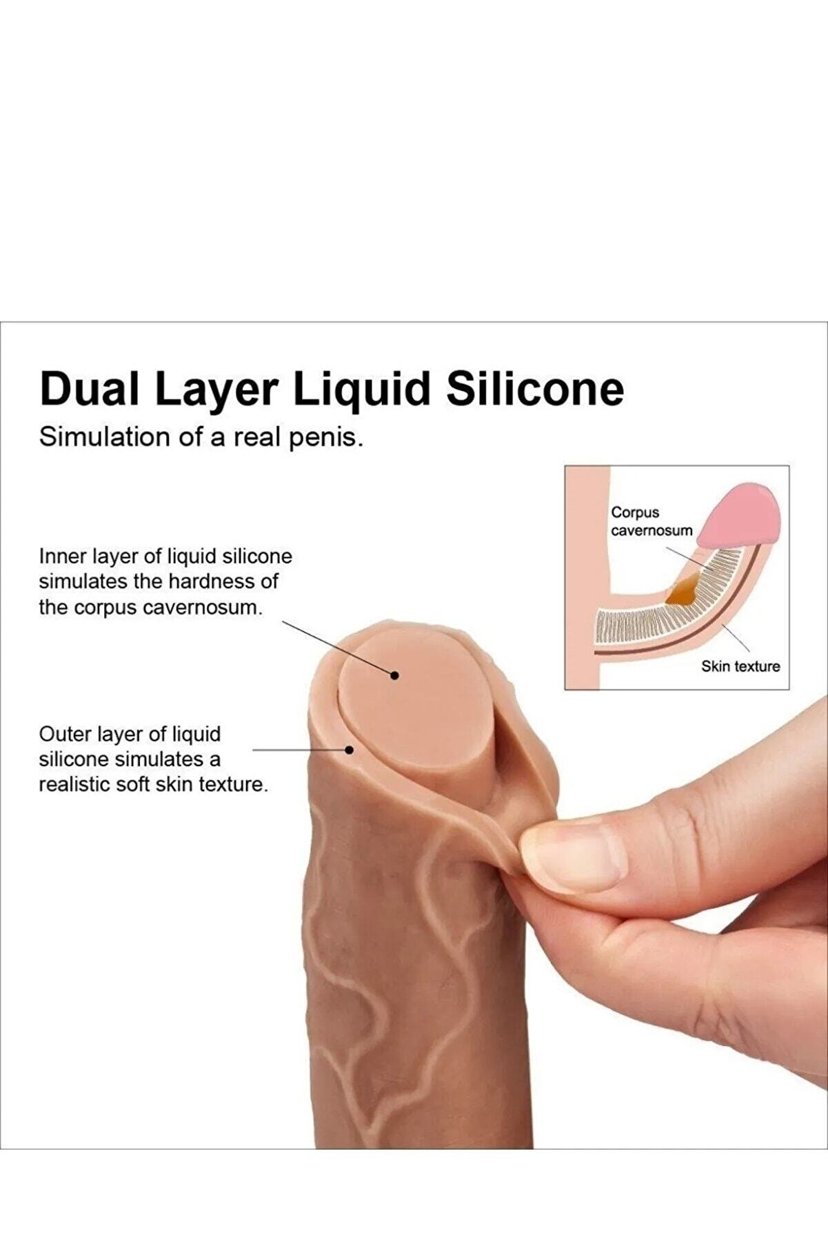 Meyrabest X-Man 22 Cm &Ccedil;i̇ft Katmanlı Et Doku Kalın Reali̇sti̇k Peni̇s Di̇ldo