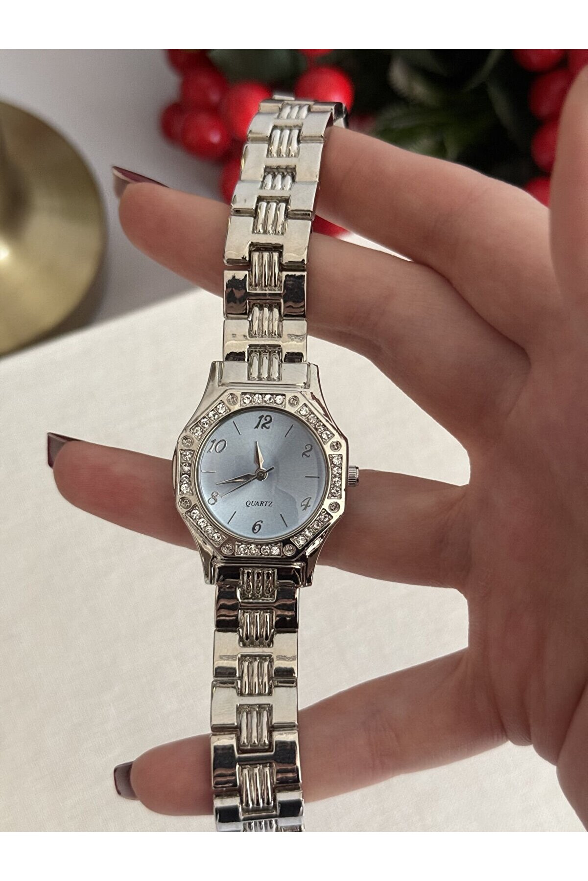 Ateli̇er Emi̇ne Mavi̇ Cam Si̇lver Detay Saat