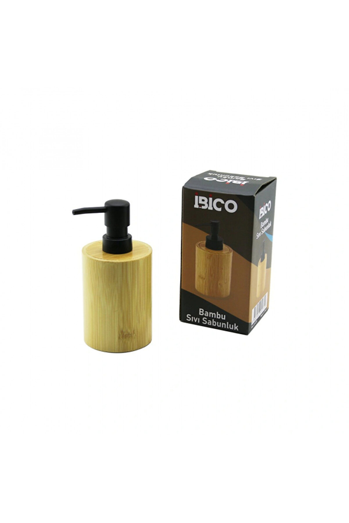 Go İthalat Yuvarlak Ahşap Bambu Sıvı Sabunluk Si̇yah Plasti̇k Pompa &Ccedil;ap 8Cm - Y 11Cm (5324)