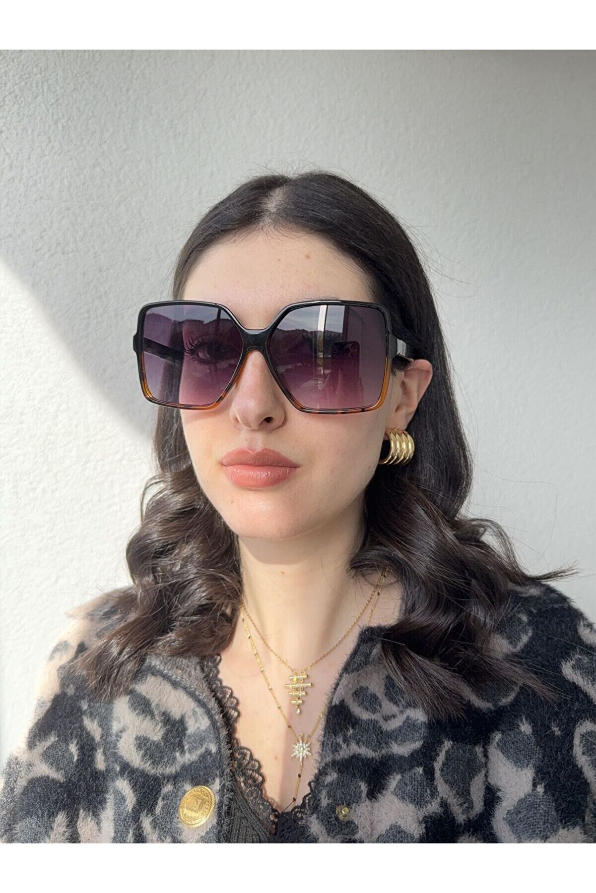 Ateli̇er Emi̇ne Cat Eye Leopar Desen Güneş Gözlüğü