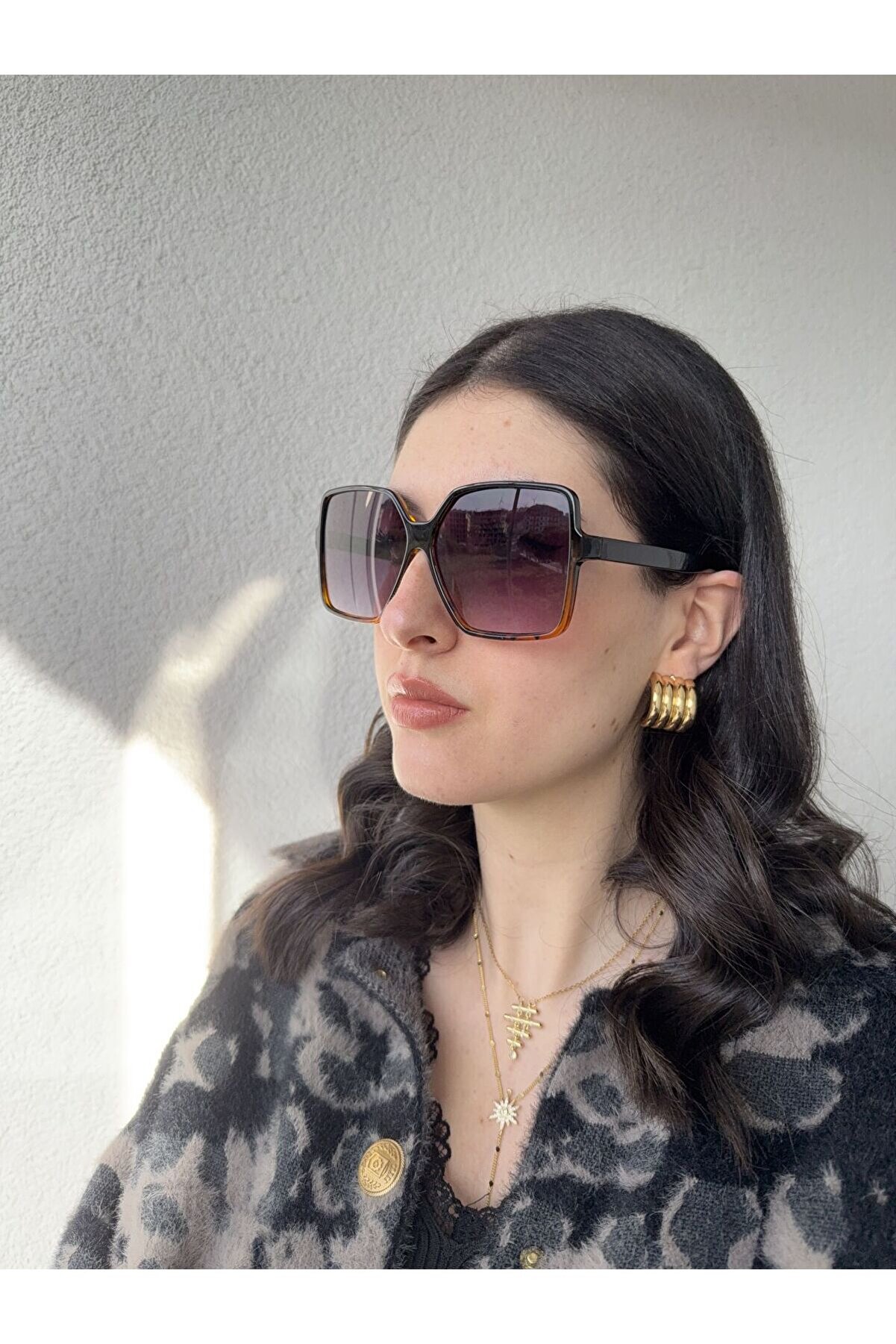 Ateli̇er Emi̇ne Cat Eye Leopar Desen Güneş Gözlüğü