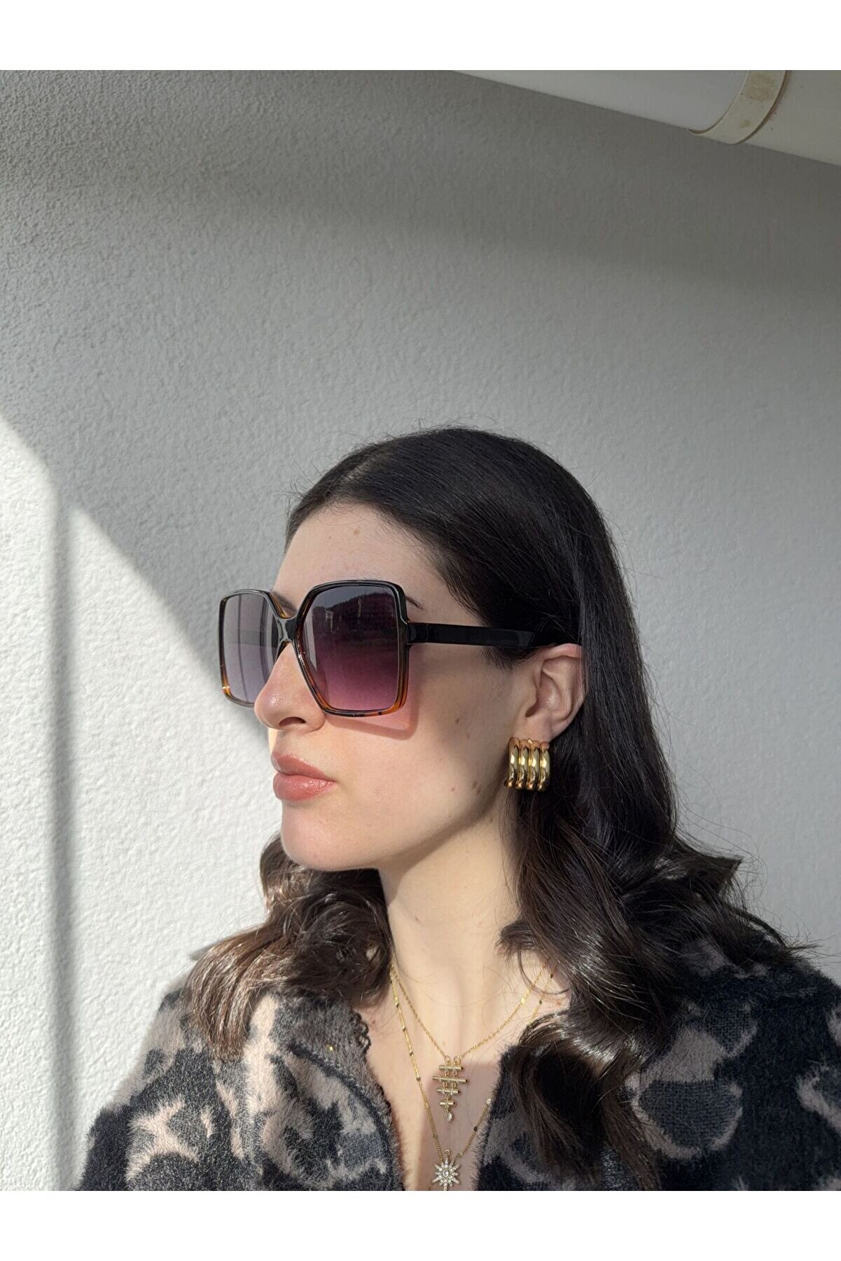 Ateli̇er Emi̇ne Cat Eye Leopar Desen Güneş Gözlüğü