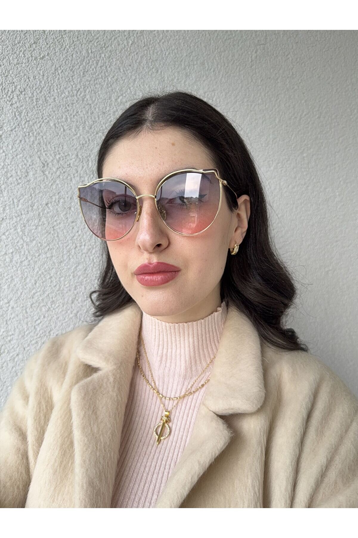 Ateli̇er Emi̇ne Gold Çerçeve Cat Eye Güneş Gözlüğü