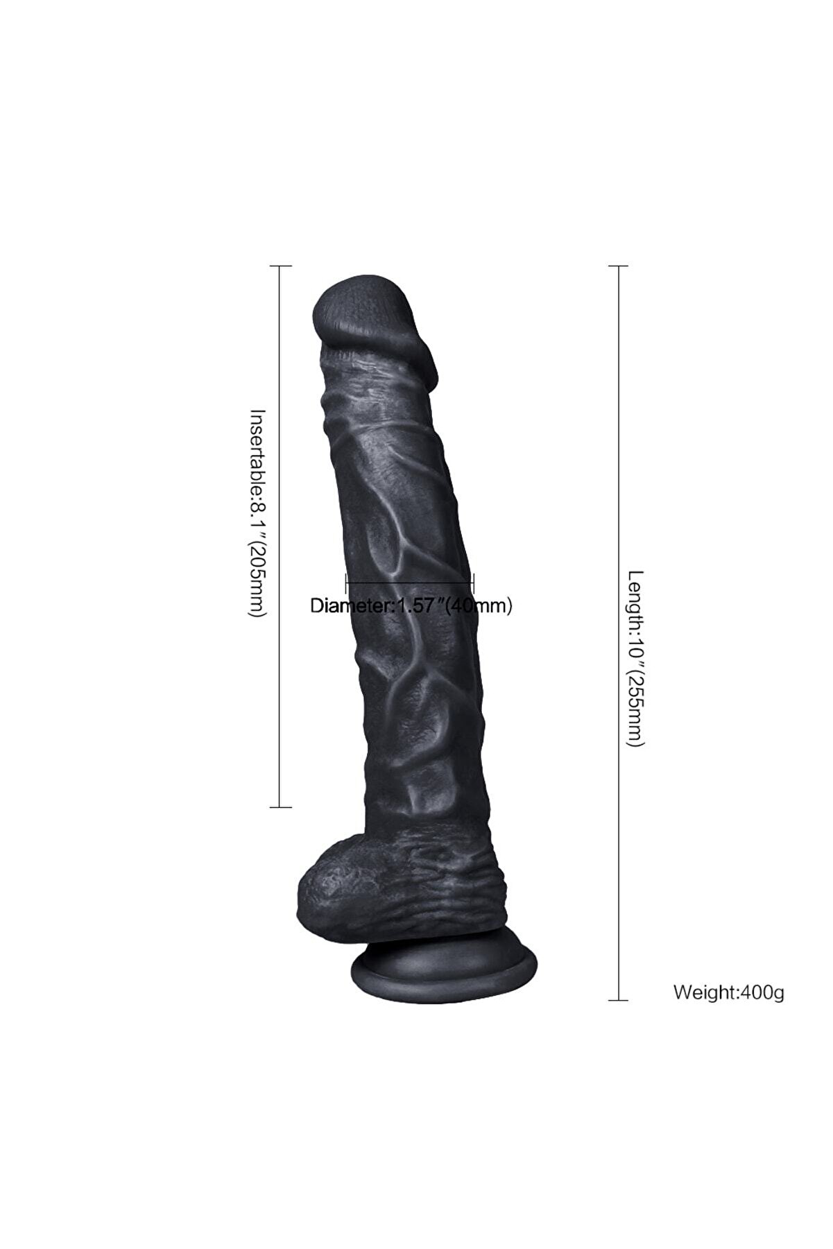 Meyrabest 25 Cm Vantuzlu B&uuml;y&uuml;k Black Reali̇sti̇k Di̇ldo