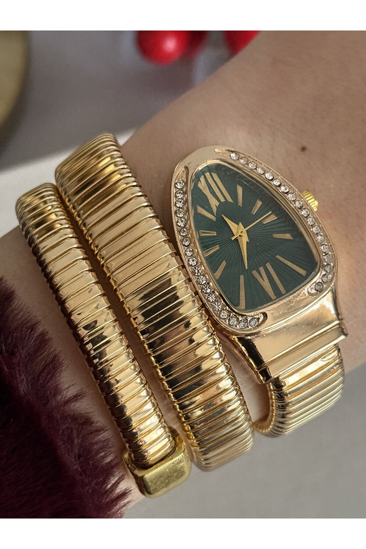 Ateli̇er Emi̇ne Yeşi̇l Cam Yılan Saat