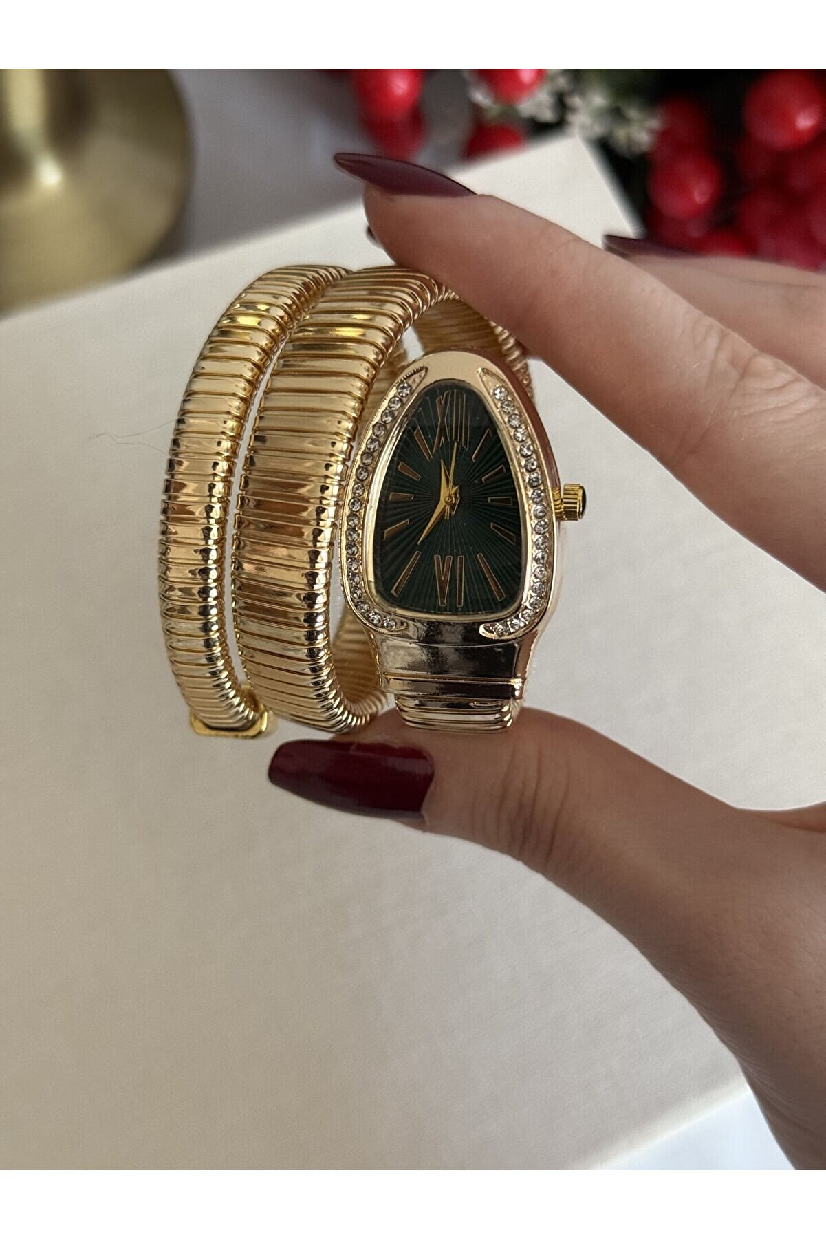 Ateli̇er Emi̇ne Yeşi̇l Cam Yılan Saat