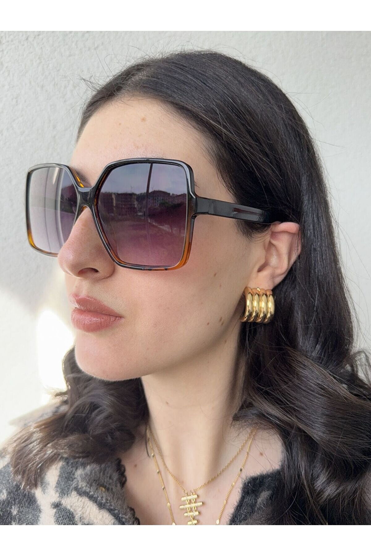 Ateli̇er Emi̇ne Cat Eye Leopar Desen Güneş Gözlüğü