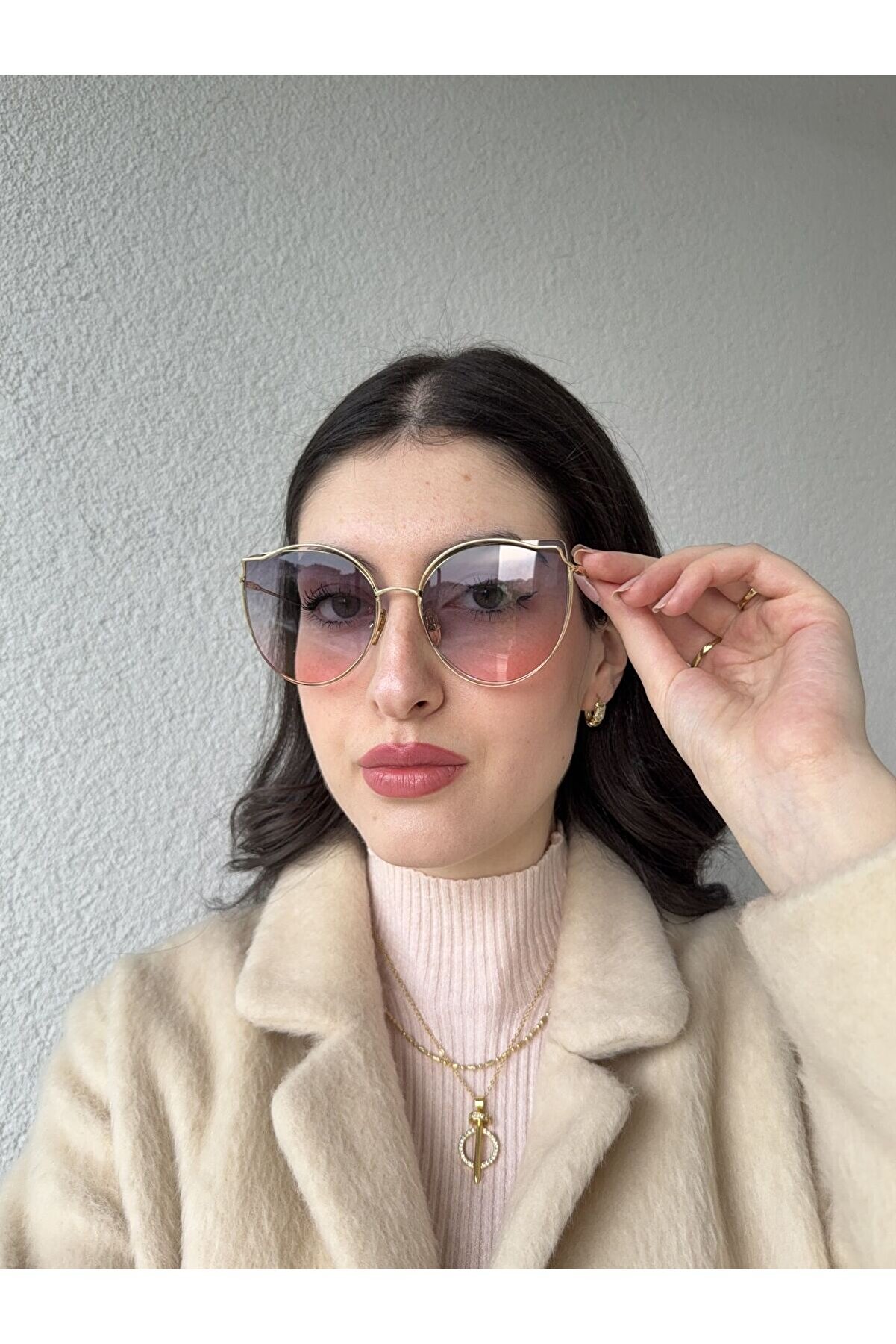 Ateli̇er Emi̇ne Gold Çerçeve Cat Eye Güneş Gözlüğü