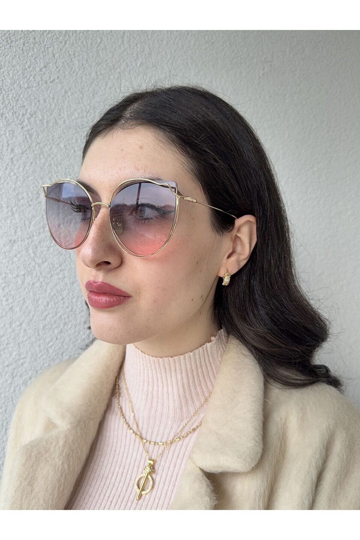 Ateli̇er Emi̇ne Gold Çerçeve Cat Eye Güneş Gözlüğü