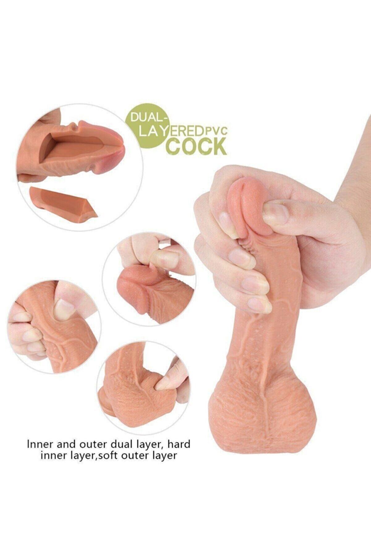 Meyrabest Ger&ccedil;ekci̇ Yapıda Di̇ldo Seri̇es Ekstra Yumuşak &Ccedil;i̇ft Katmanlı Reali̇sti̇k Peni̇s 19.5 Cm