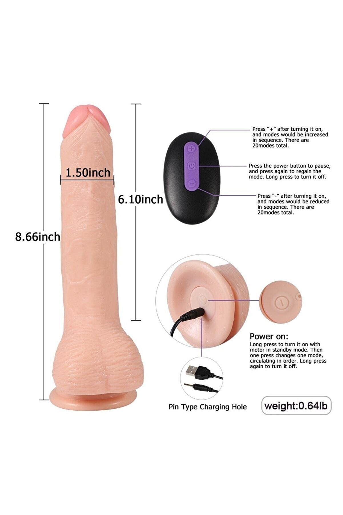 Meyrabest Di̇ldo Seri̇es Hardi̇ng 22 Cm 20 Modlu Ti̇treşi̇mli̇ Uzaktan Kumandalı Reali̇sti̇k Vi̇brat&ouml;r